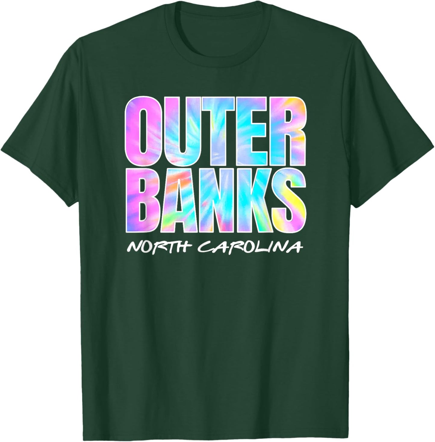 Vintage Outer Banks NC OBX Retro Tie Dye Graphic Souvenir T-Shirt - T-Shirt | Forest
