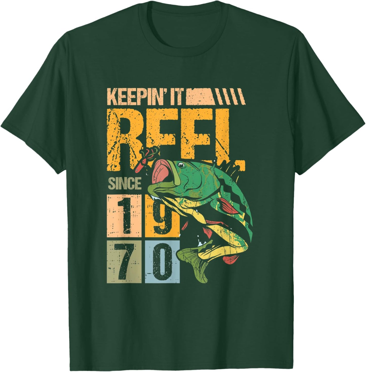 Keeping It Reel Since 1970 Vintage Fishing Fish Fisher T-Shirt - T-Shirt | Forest