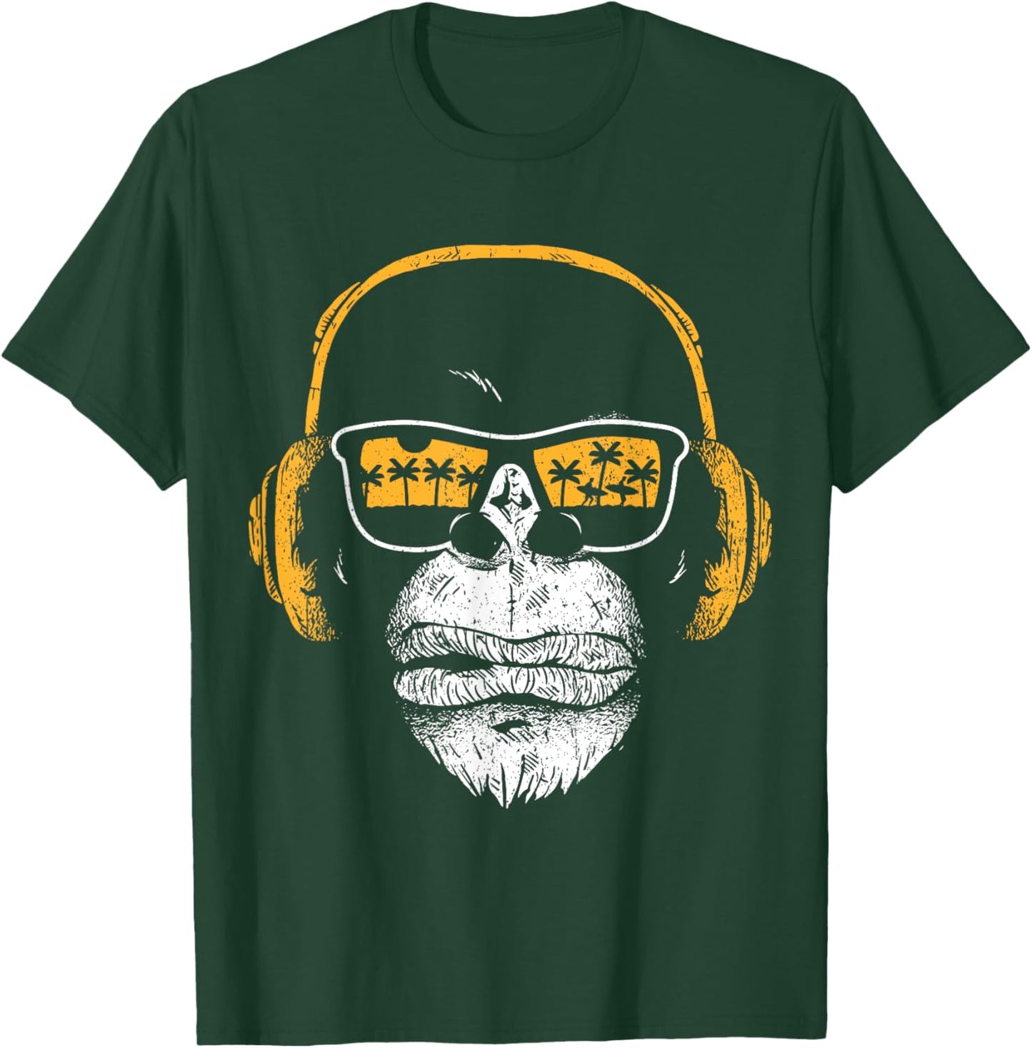 Monkey with DJ headphones and sunglasses monkey T-Shirt - T-Shirt | Forest
