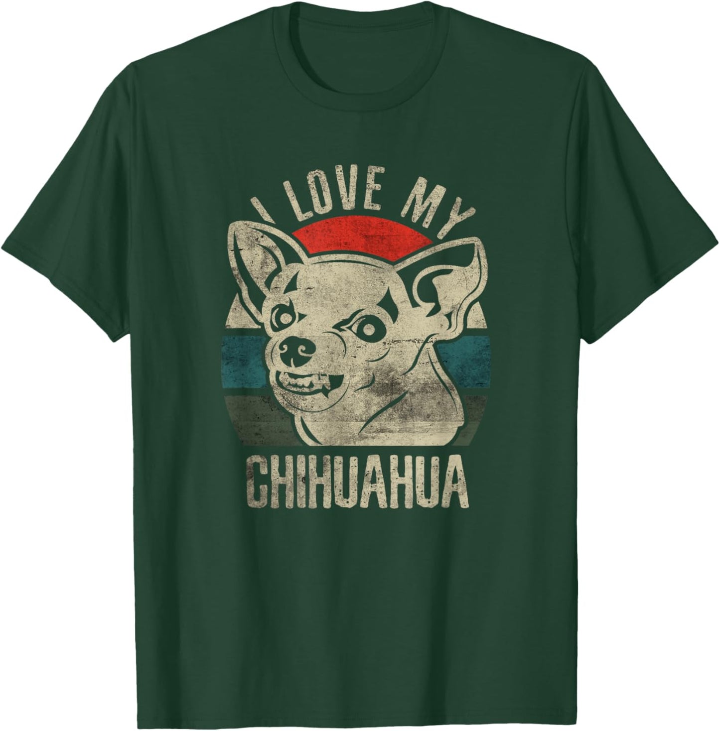 Angry Chihuahua I Love My Chihuahua Retro Sunset Vintage T-Shirt - T-Shirt | Forest