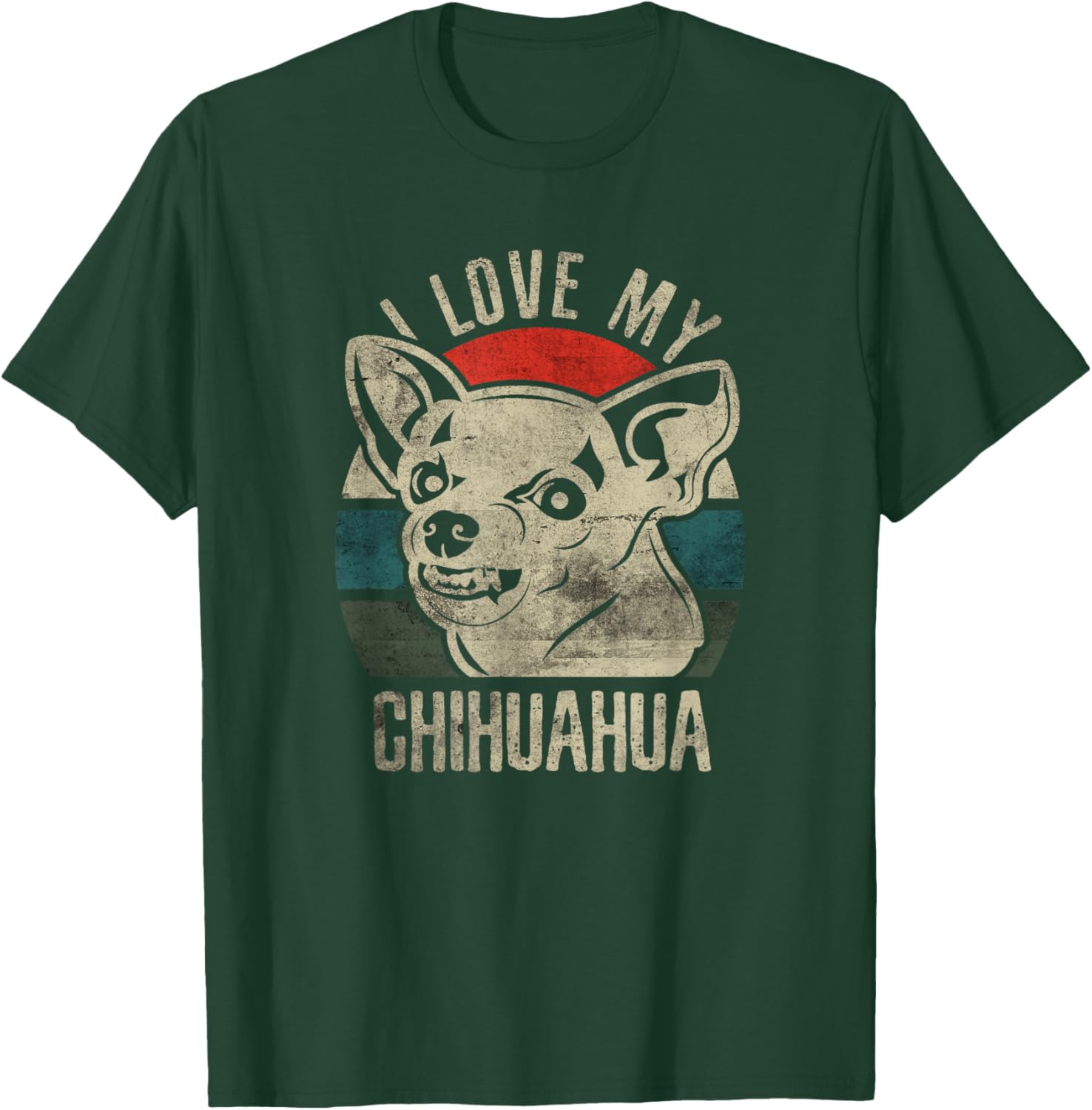 Angry Chihuahua I Love My Chihuahua Retro Sunset Vintage T-Shirt - T-Shirt | Forest
