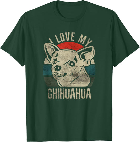 Angry Chihuahua I Love My Chihuahua Retro Sunset Vintage T-Shirt - T-Shirt | Forest