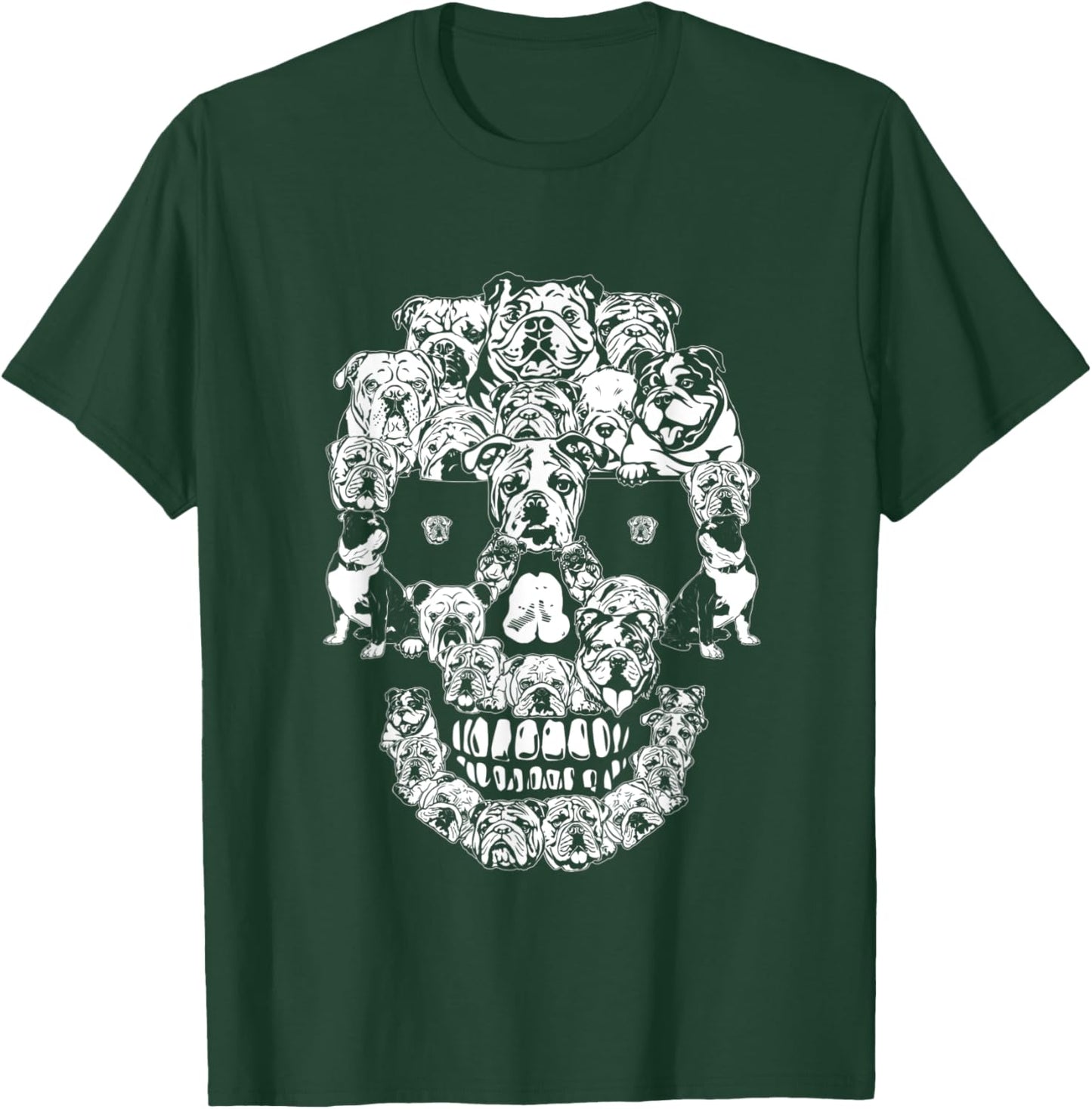 Funny English Bulldog Skull Dog Skeleton Halloween Women Kids T-Shirt - T-Shirt | Forest