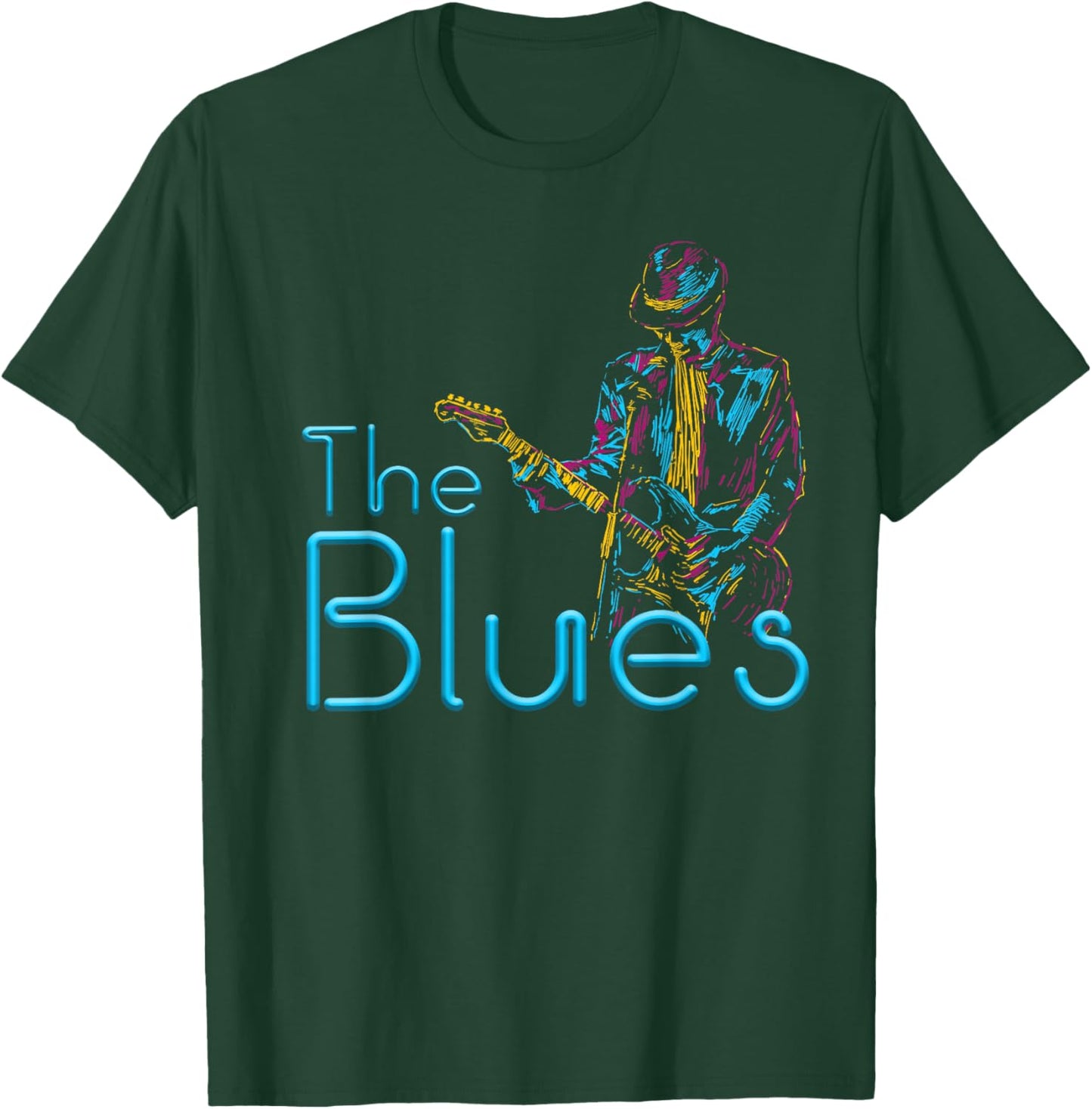 Guitarist Musician Blues Guitar Vintage Blues Music Lover T-Shirt - T-Shirt | Forest