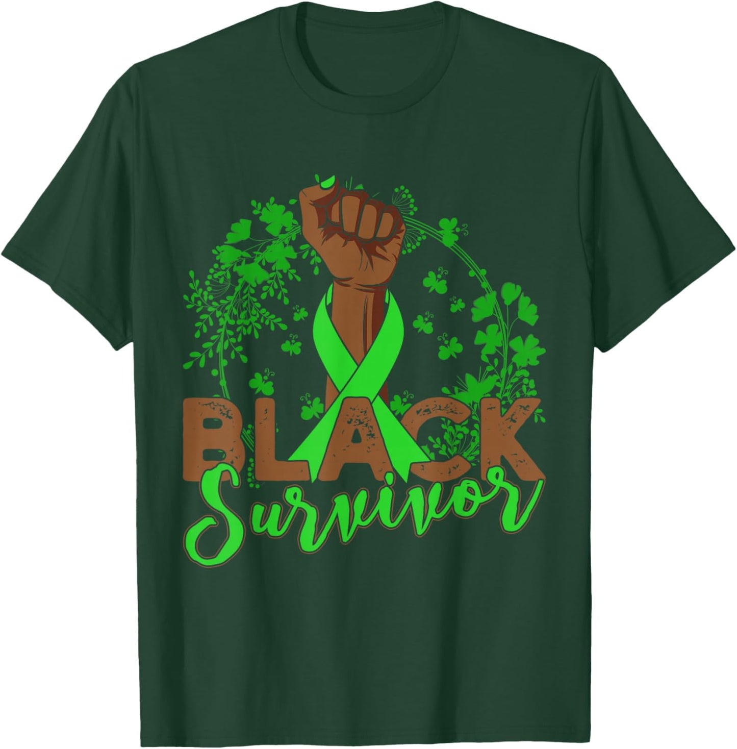 Non Hodgkin Lymphoma Awareness Black Survivor T-Shirt - T-Shirt | Forest