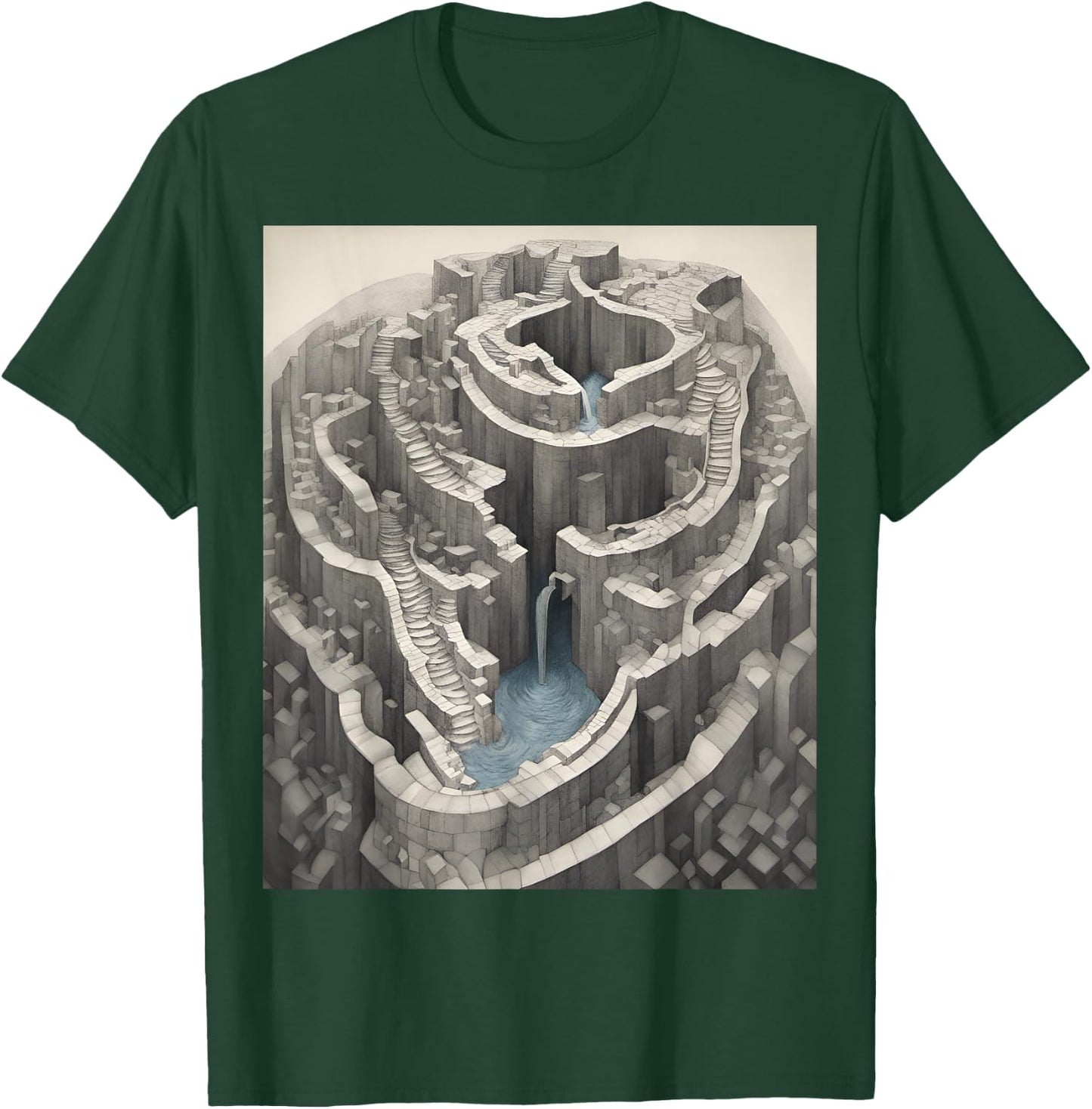 Infinite Waterfall Escher Illusion T-Shirt - T-Shirt | Forest
