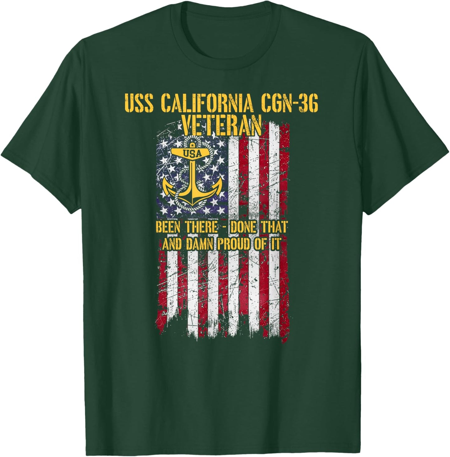USS California CGN-36 Guided Missile Cruiser Veteran T-Shirt - T-Shirt | Forest