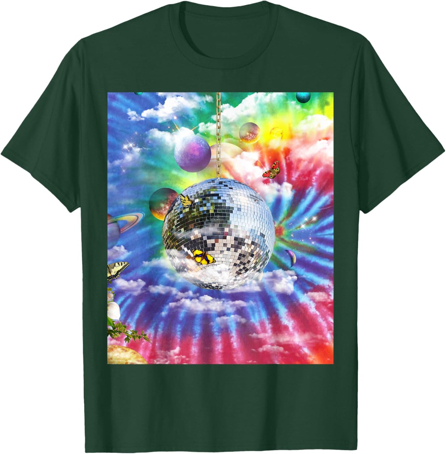 Trippy Rainbow Tie Dye Disco Ball T-Shirt - T-Shirt | Forest