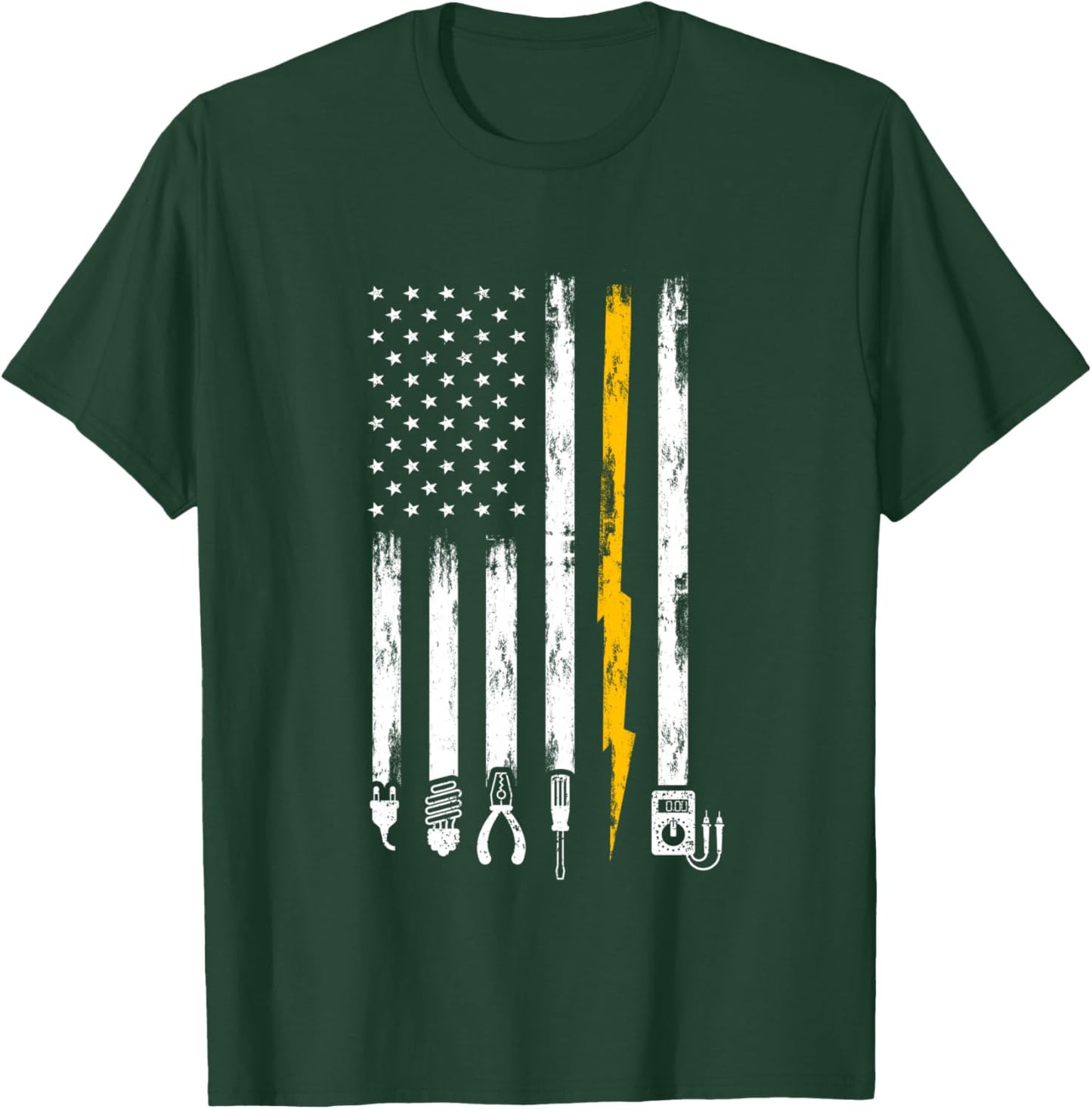 Electrician US Flag Tools for Electricians T-Shirt - T-Shirt | Forest