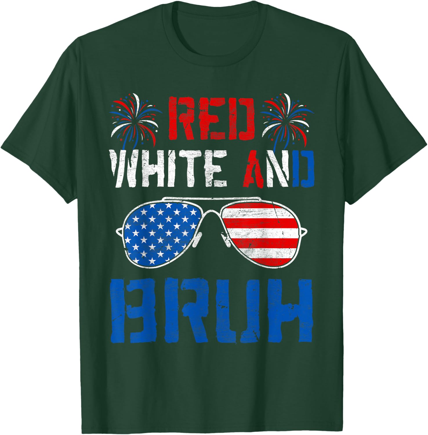 Red White And Bruh 4th Of July Boys Patriotic Men Teens Kids T-Shirt - T-Shirt | Forest