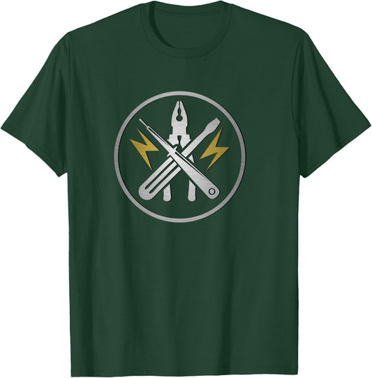 Electrician Electrical Engineering Craftsman Electronics Guild Logo T-Shirt - T-Shirt | Forest