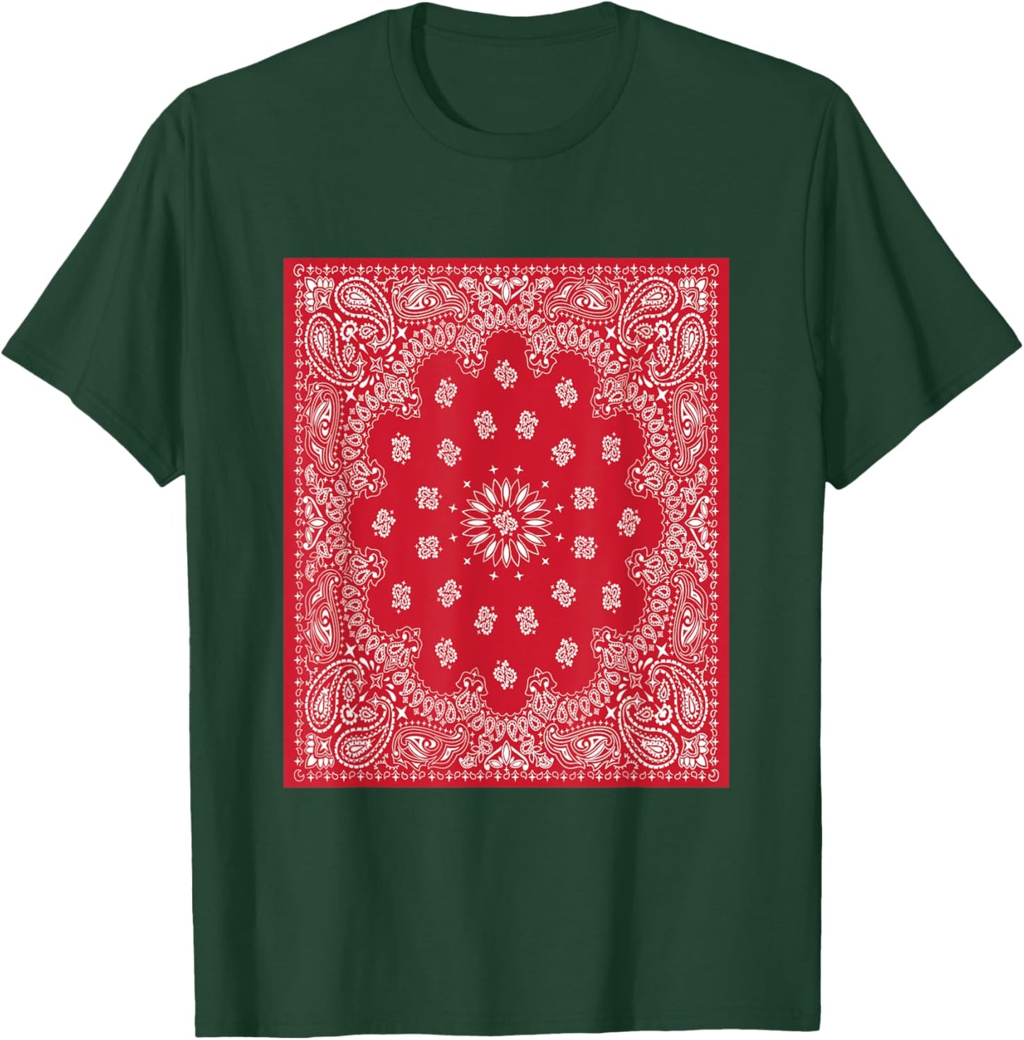 Red Bandana Print White Red Bandana Clothing Outfit OG Blood T-Shirt - T-Shirt | Forest