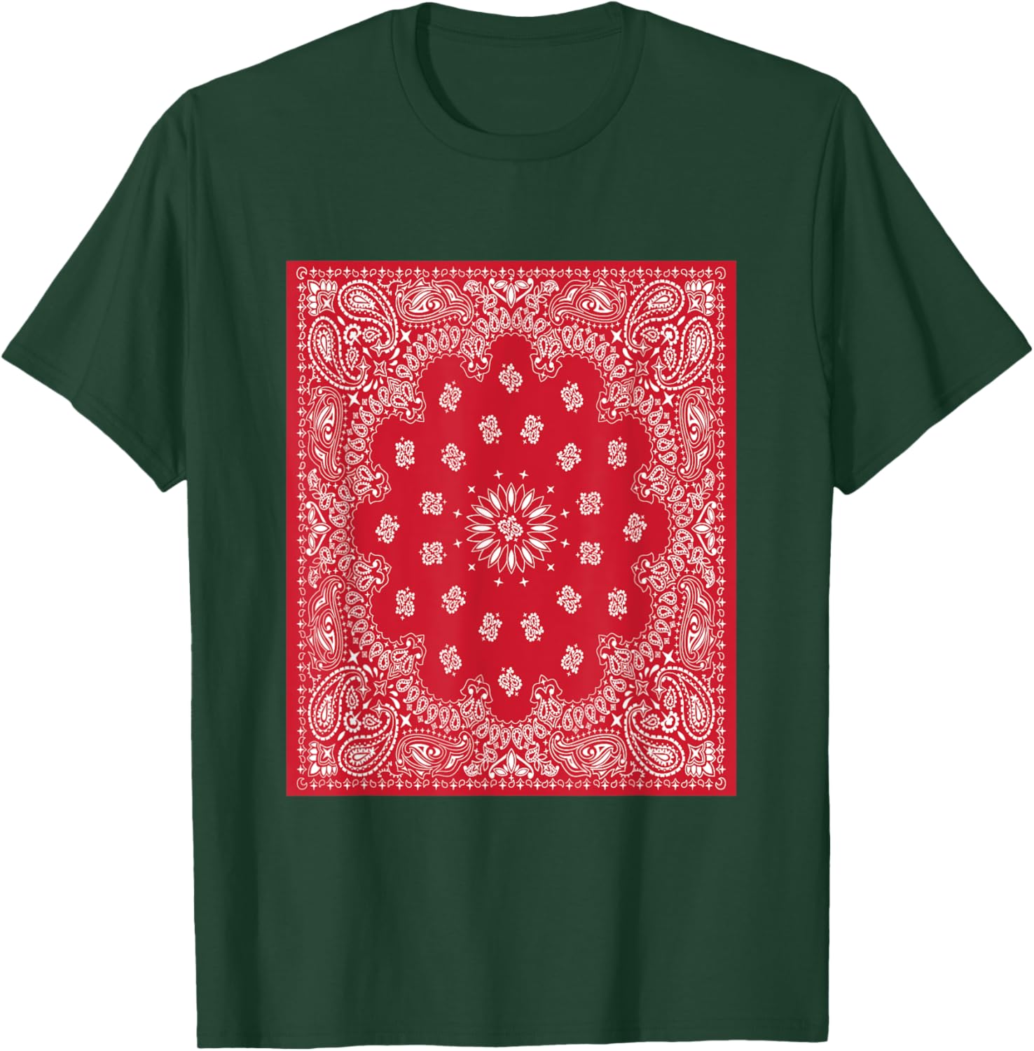 Red Bandana Print White Red Bandana Clothing Outfit OG Blood T-Shirt - T-Shirt | Forest