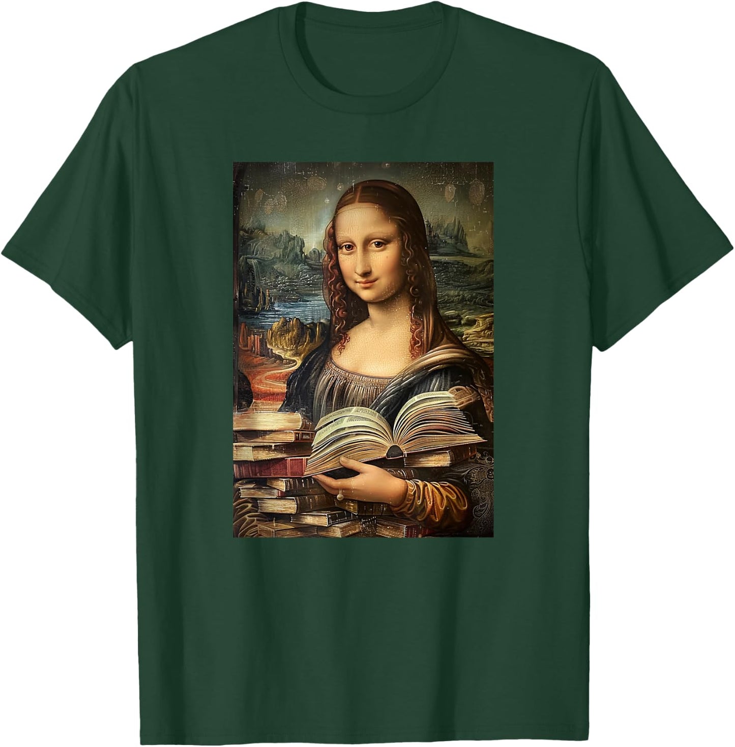 Funny Books Mona Lisa Painting Art Mom Dad T-Shirt - T-Shirt | Forest