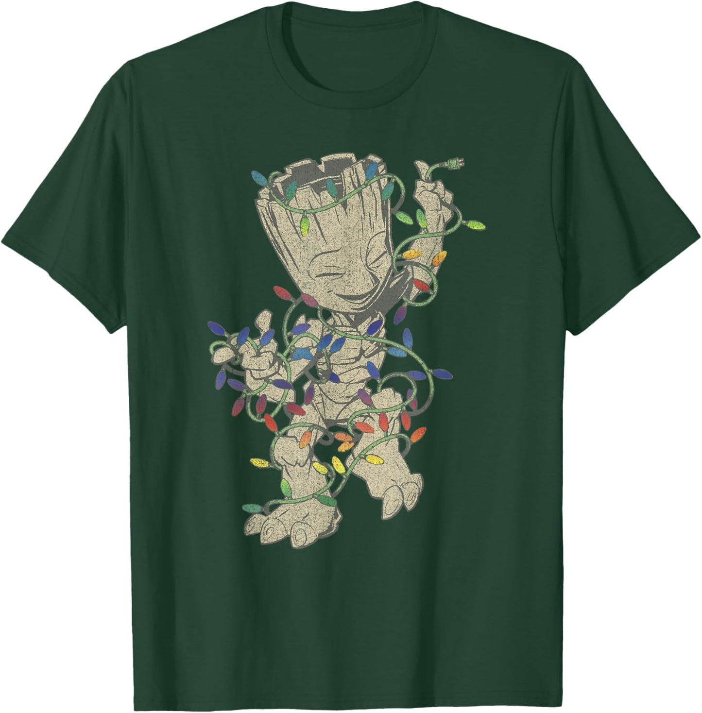 Marvel Guardians of The Galaxy Groot Christmas Lights T-Shirt - T-Shirt | Forest