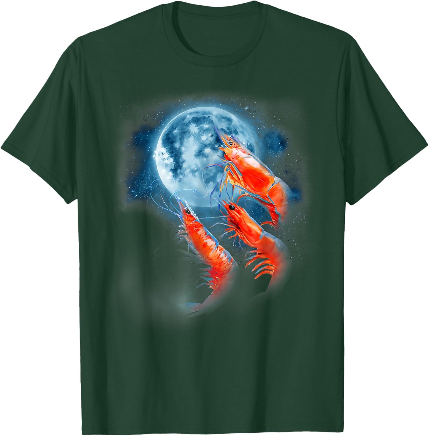Three Shrimp Moon 3 Howling Funny Oddly Specific Dank Meme T-Shirt - T-Shirt | Forest
