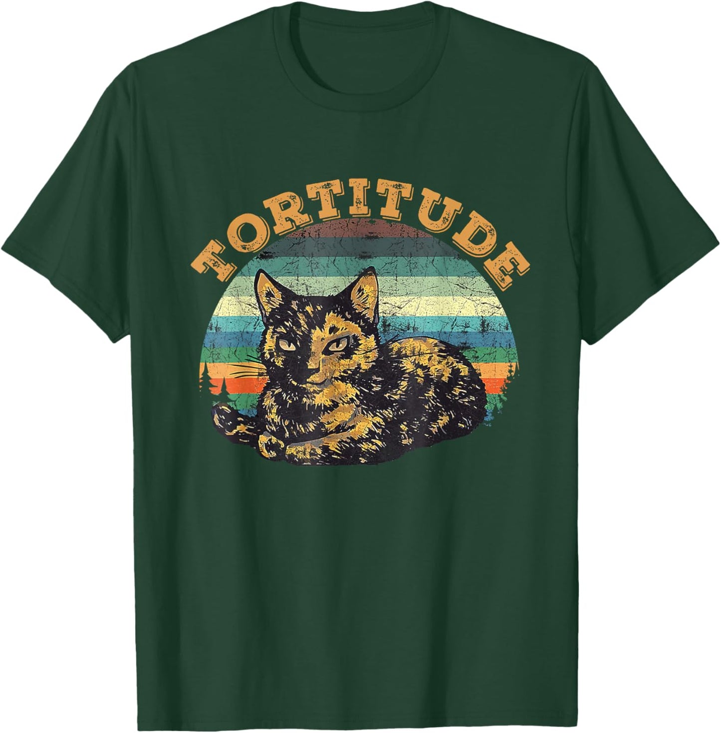 Vintage Cat Tortitude Men Women T-Shirt - T-Shirt | Forest