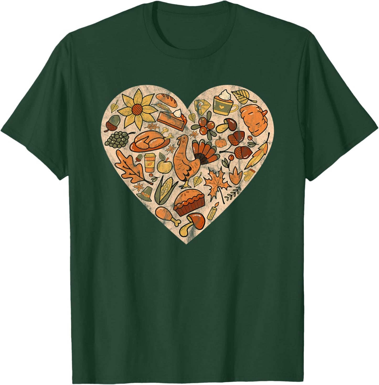 Running Pilgrim 2021 Heart Trot Thanksgiving Turkey Love T-Shirt - T-Shirt | Forest