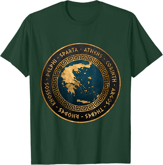 Agema Apparel Ancient Greek Cities of Ancient Greece , Black T-Shirt - T-Shirt | Forest