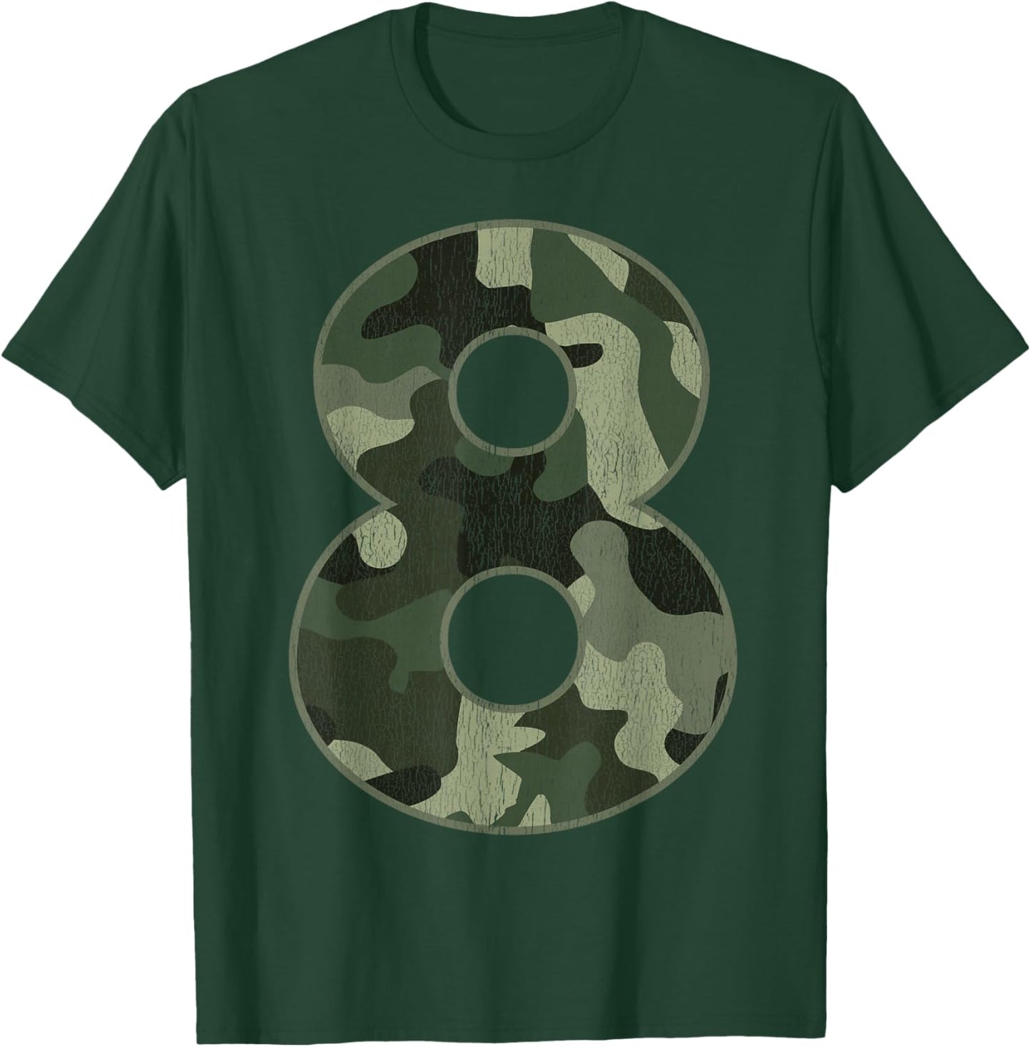 8th Birthday Army Birthday Party 8 Years Old Camo Number 8 T-Shirt - T-Shirt | Forest