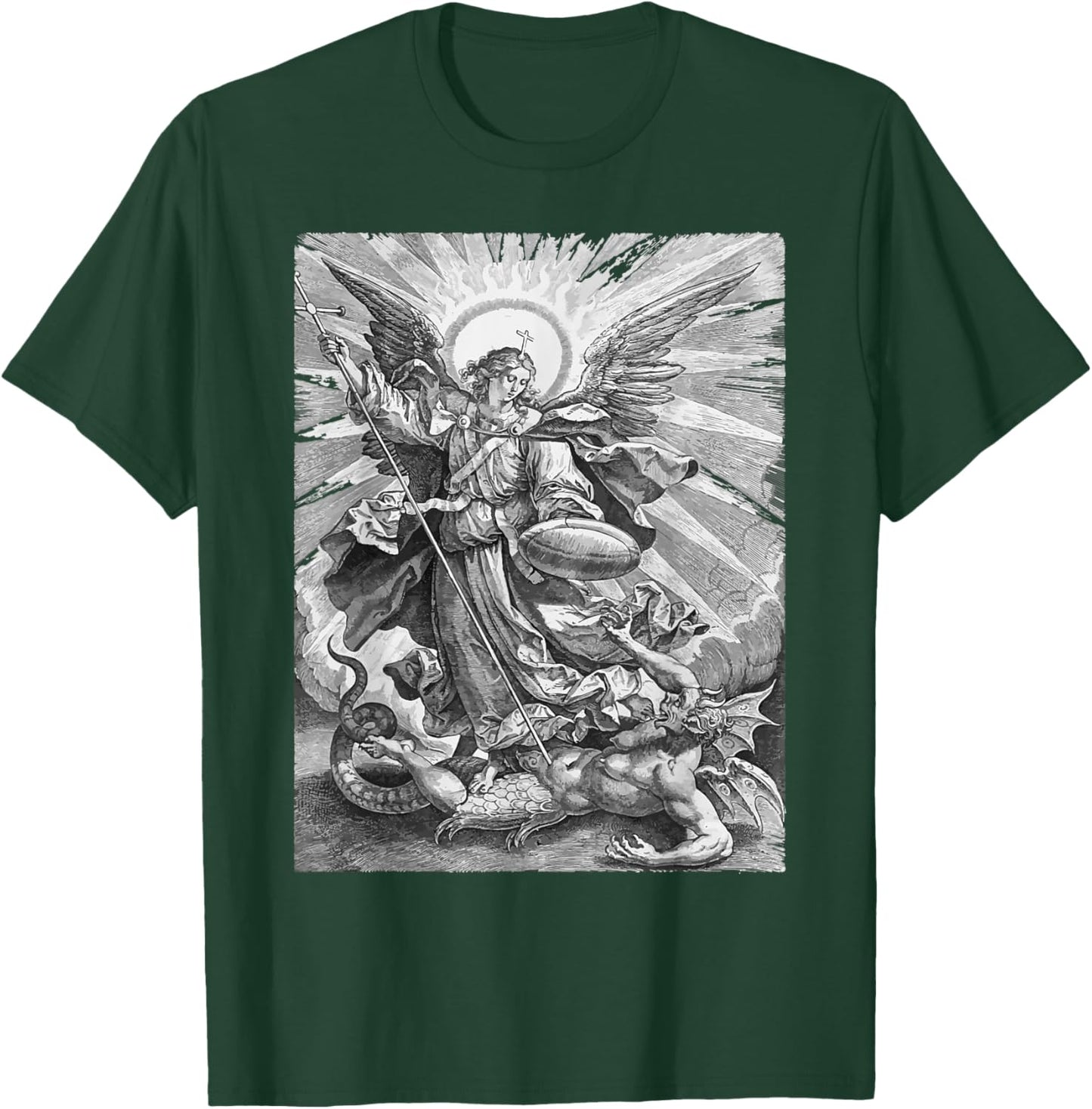 St Saint Michael the Archangel Catholic Angel Warrior T-Shirt - T-Shirt | Forest
