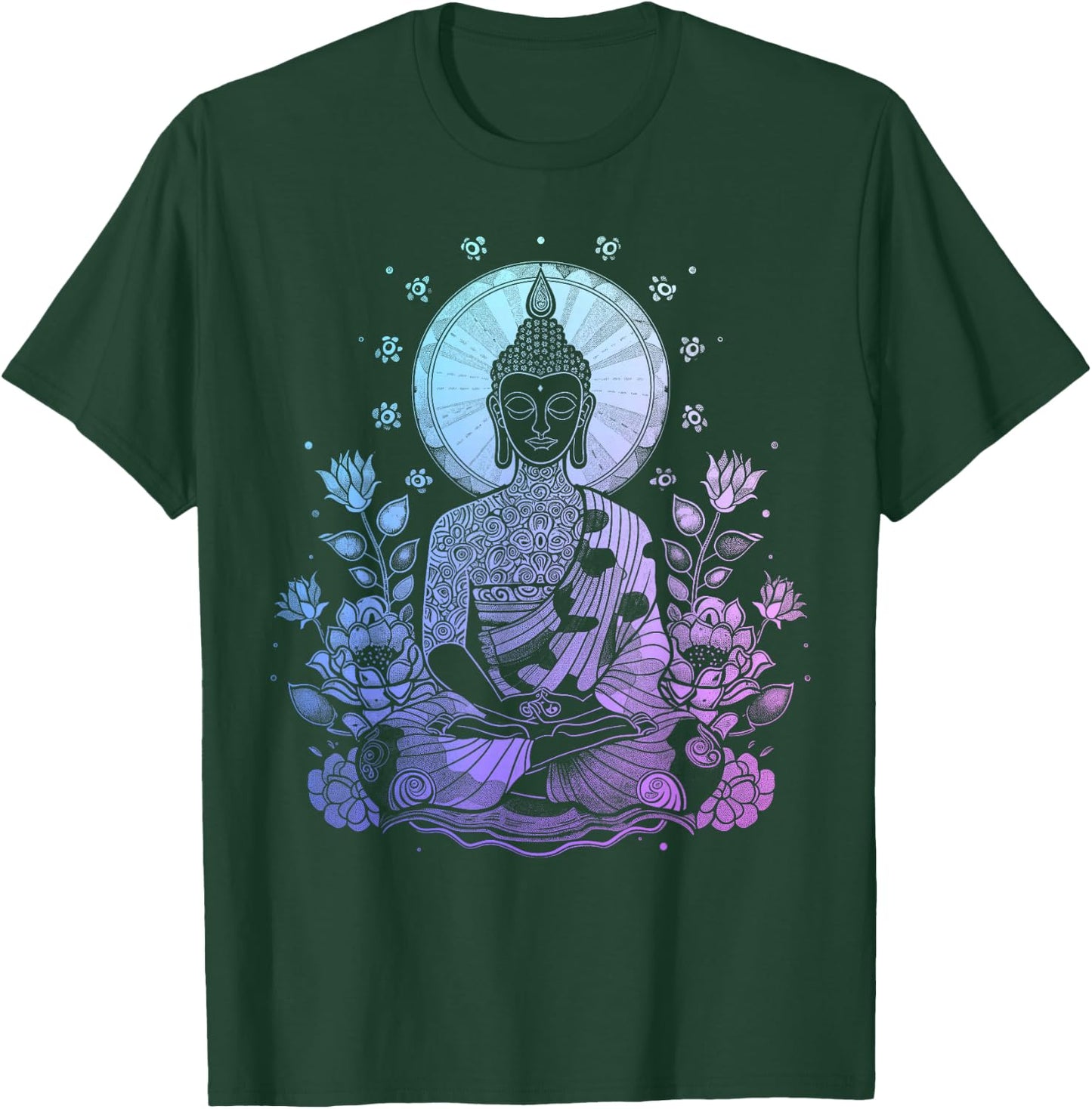 Buddha Floral Vintage Flower Yoga Buddhism Yogi Buddhist T-Shirt - T-Shirt | Forest