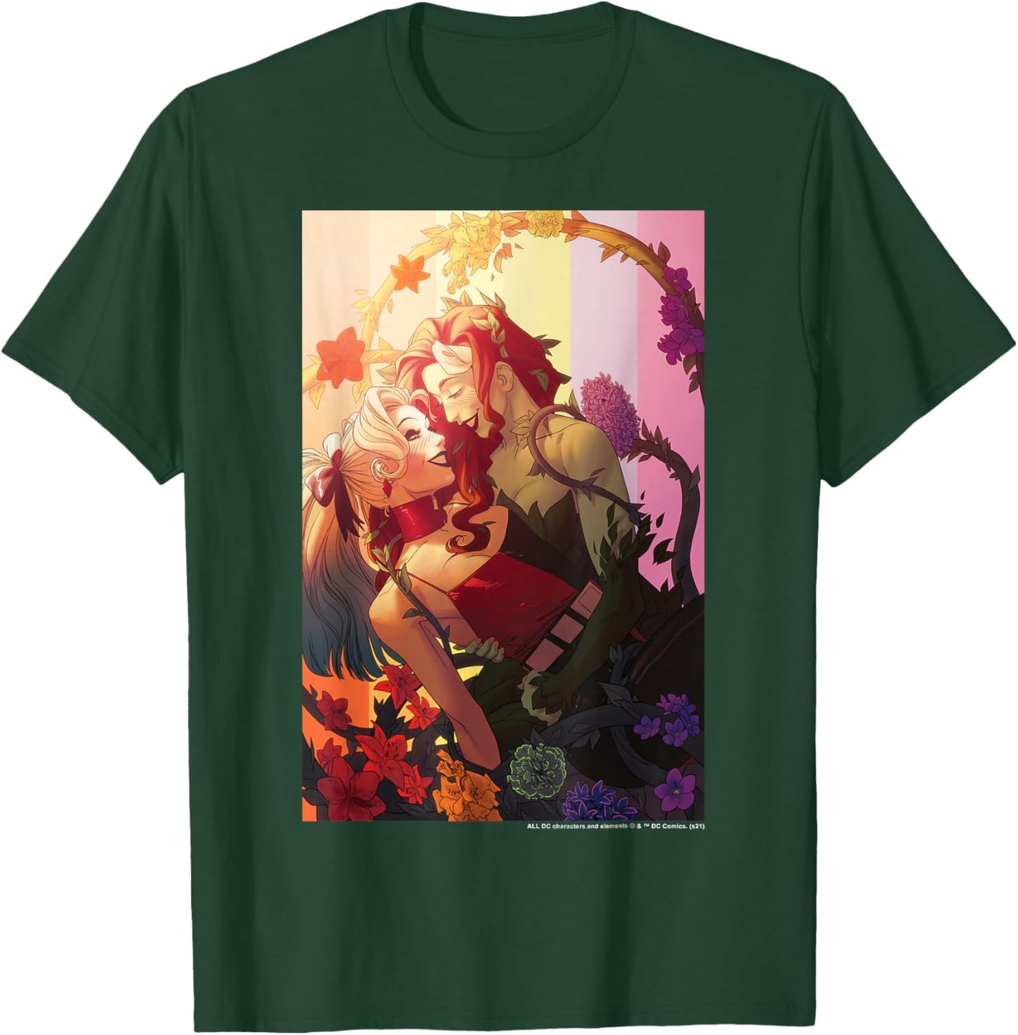 DC Comics Pride Harley Quinn & Poison Ivy Intertwined T-Shirt - T-Shirt | Forest
