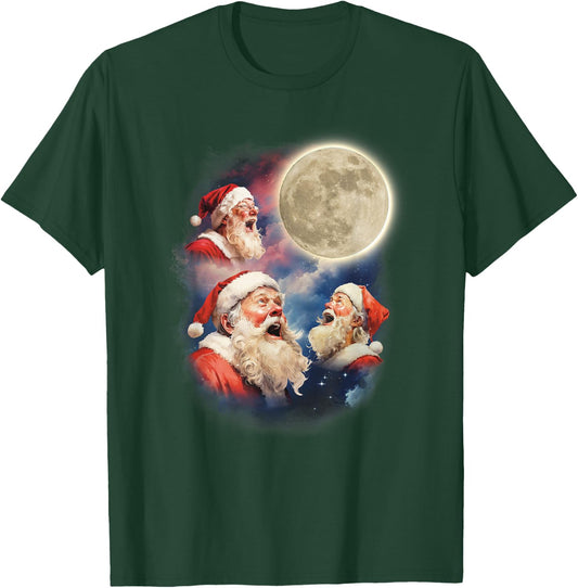 Santa Howling At The Moon Unusual Santas Weird Christmas T-Shirt - T-Shirt | Forest