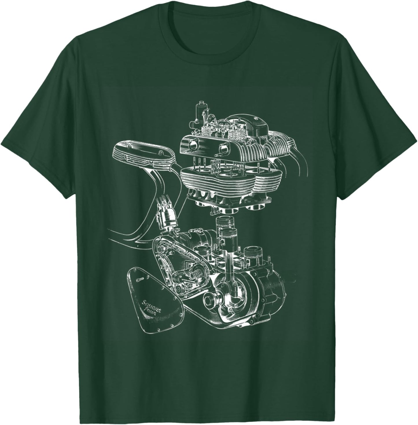 Ariel Square Four Motorcycle Engine Cutaway T-Shirt - T-Shirt | Forest