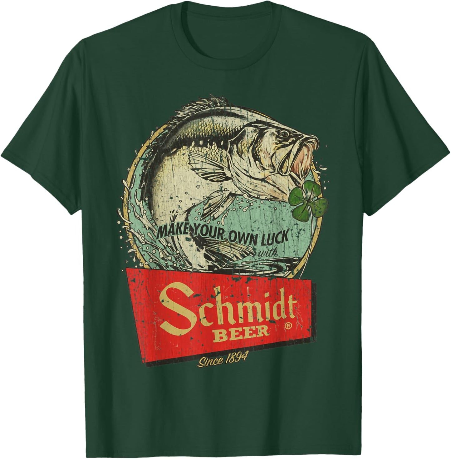 Fishing Schmidt Beer Make Your Own Luck 1894 Vintage T-Shirt - T-Shirt | Forest