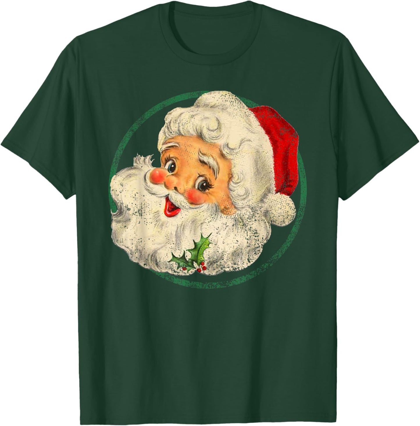 Vintage Christmas Santa Claus Face Old Fashioned T-Shirt - T-Shirt | Forest