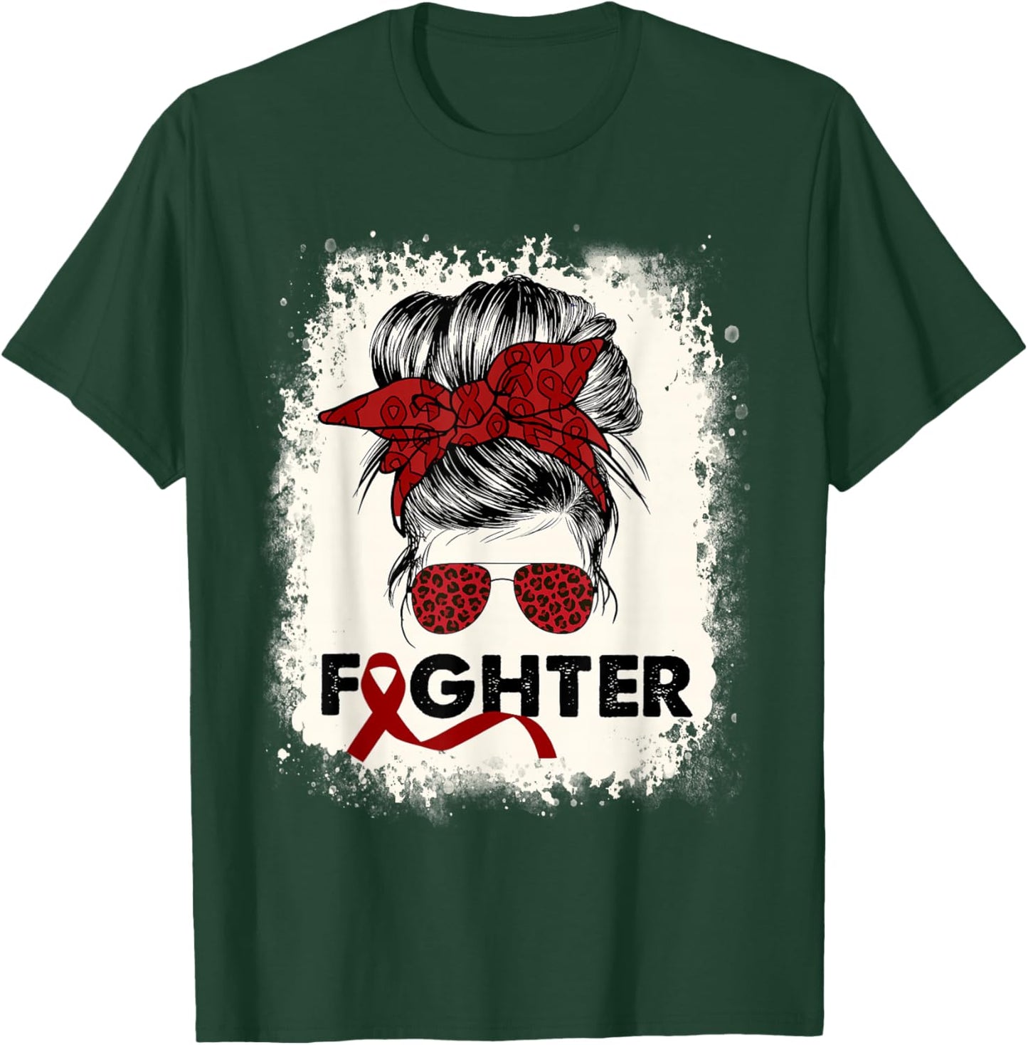 Fighter Multiple Myeloma Cancer Awareness Burgundy Messy Bun T-Shirt - T-Shirt | Forest