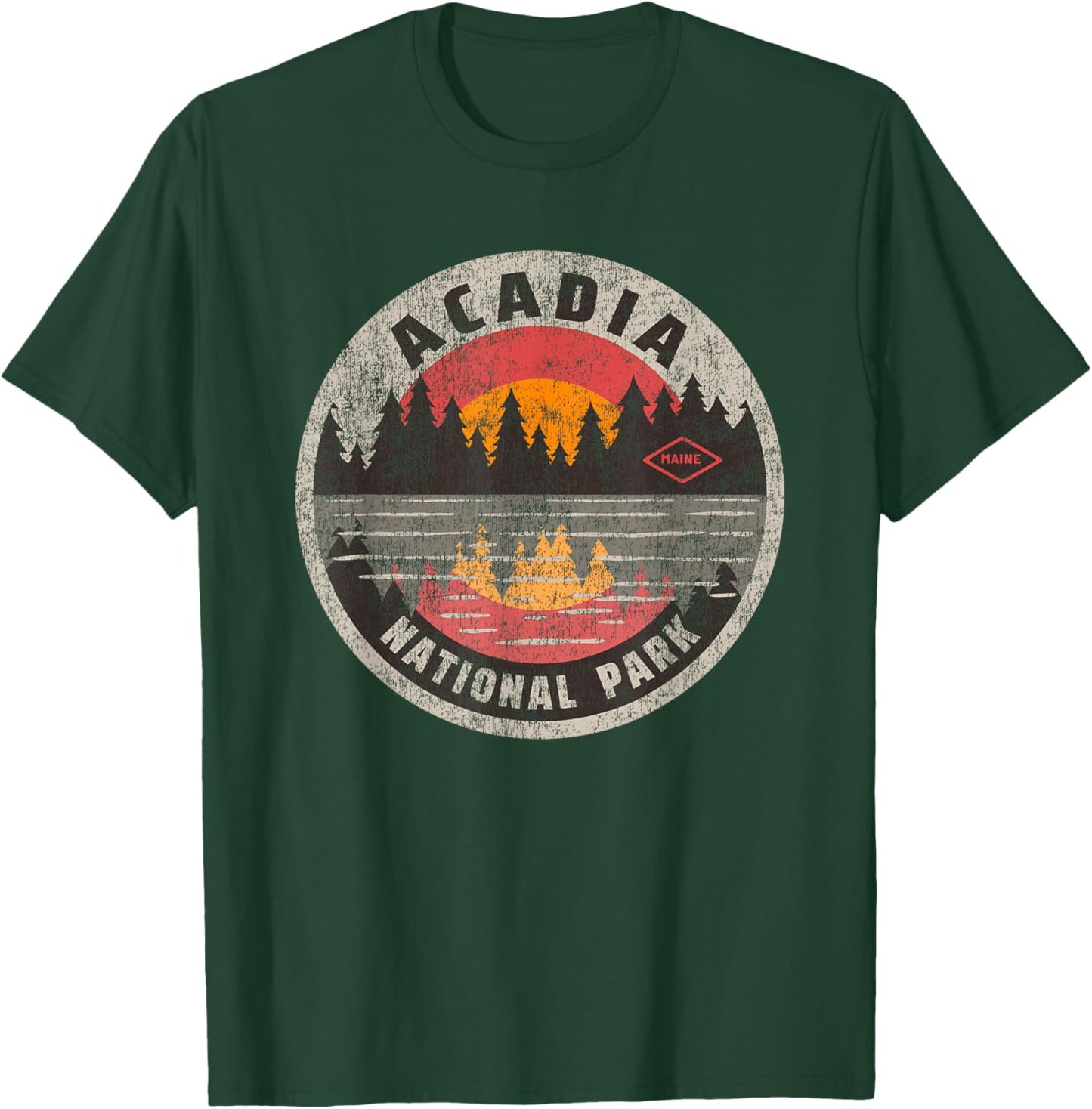 Vintage Acadia National Park Maine Camping Hiking T-Shirt - T-Shirt | Forest