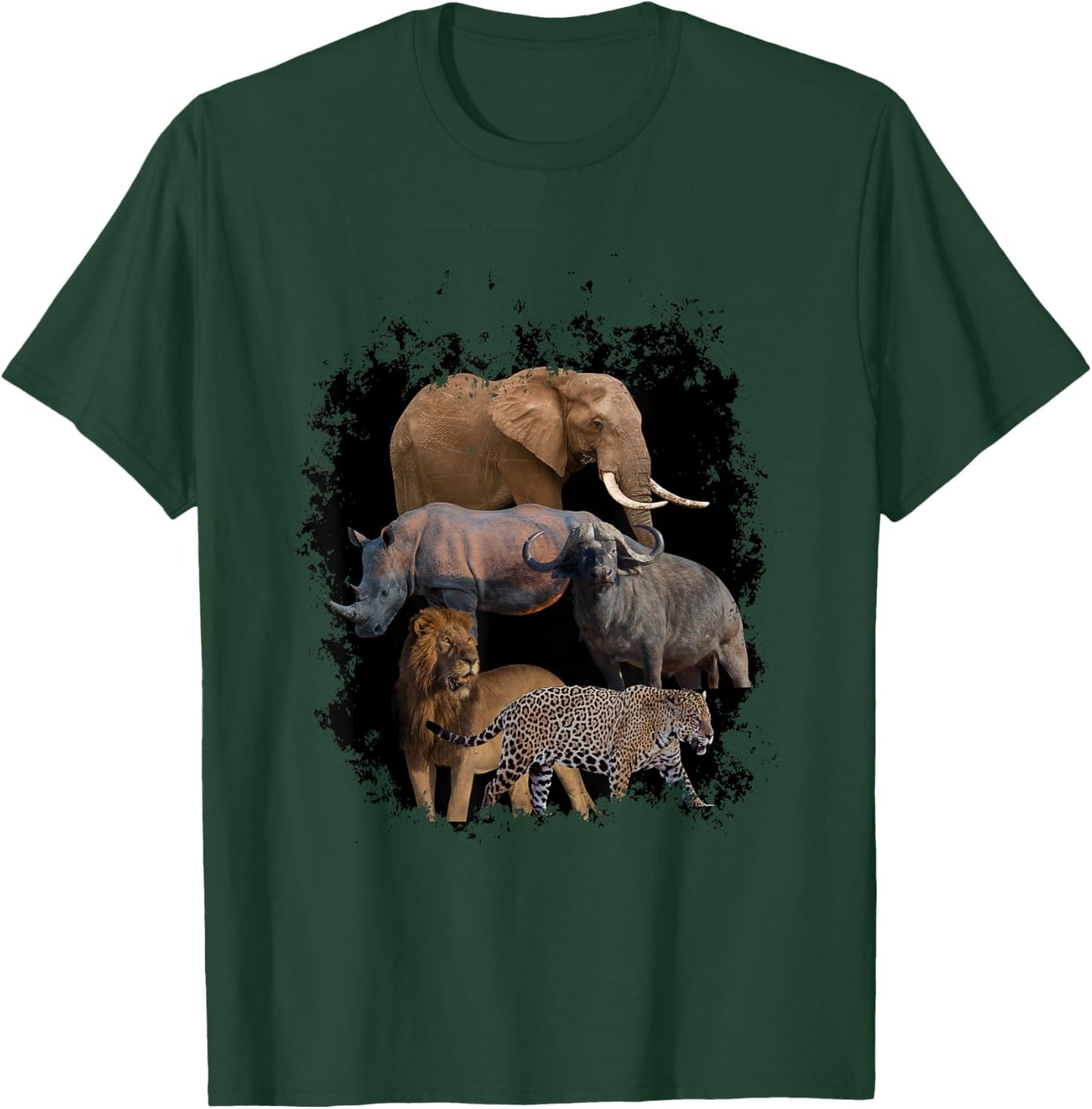 Five Animalsilhouettes Big African Animals Savannahs Designs T-Shirt - T-Shirt | Forest