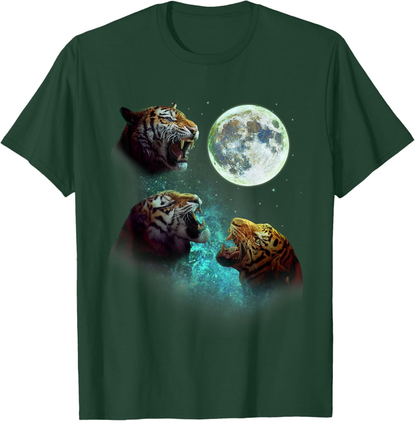 Three Tigers Howl at Moon 3 Wolfs - Funny Wolves Parody T-Shirt - T-Shirt | Forest