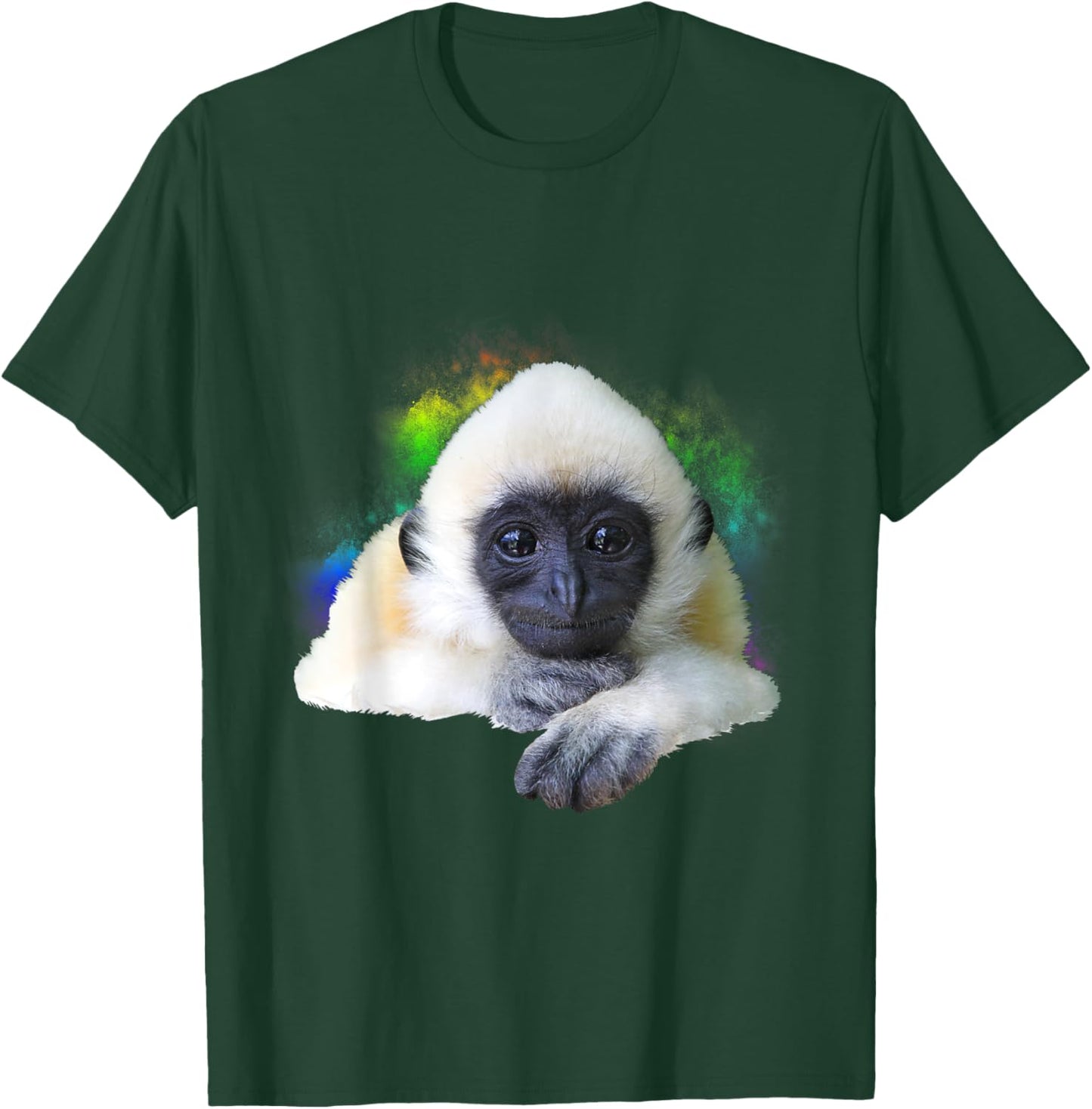 Gibbon Monkey Rainbow Cute Little Primate Animal T-Shirt - T-Shirt | Forest