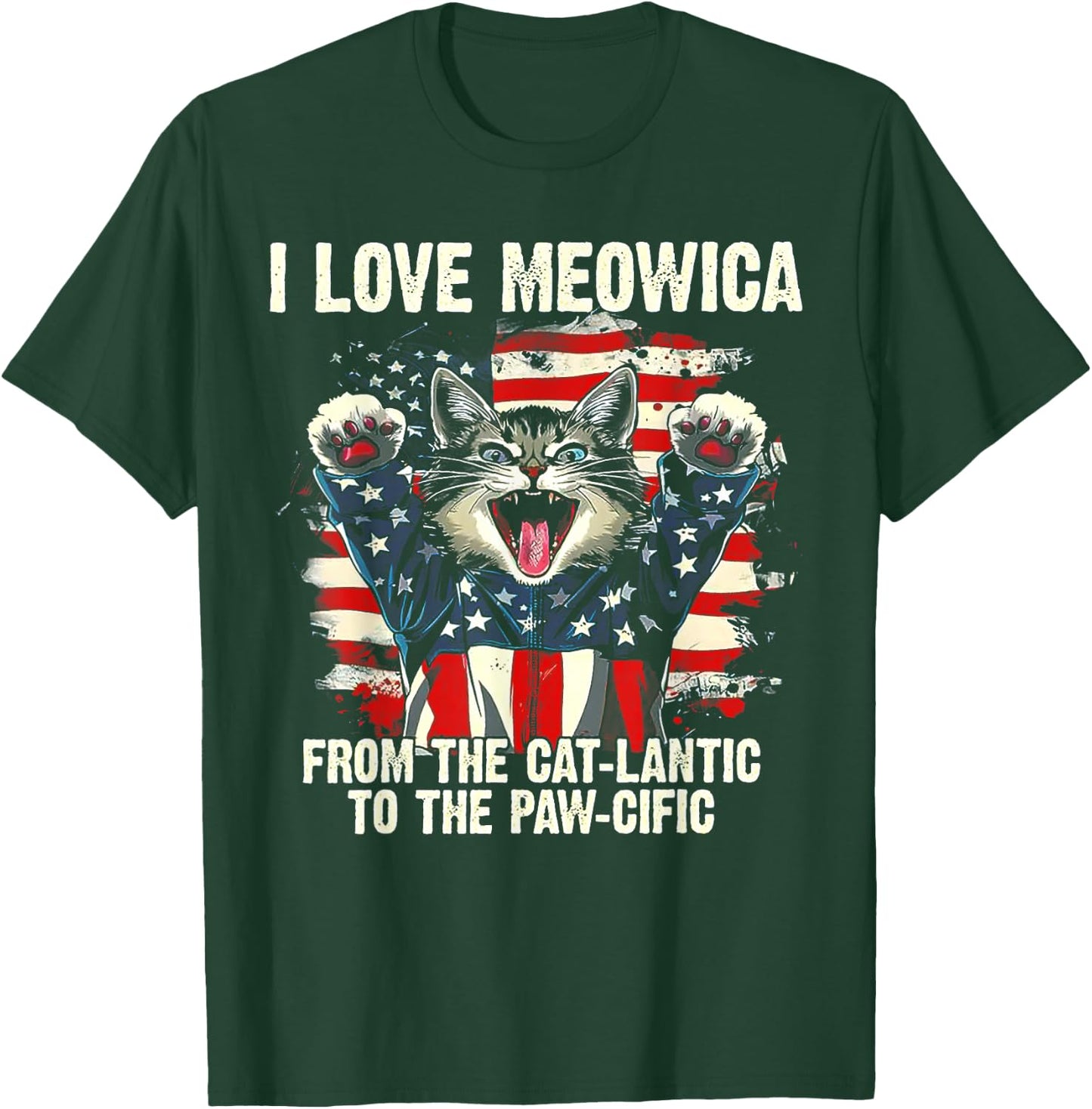 I Love Meowica From The Cat-lantic To The Paw Cific T-Shirt - T-Shirt | Forest