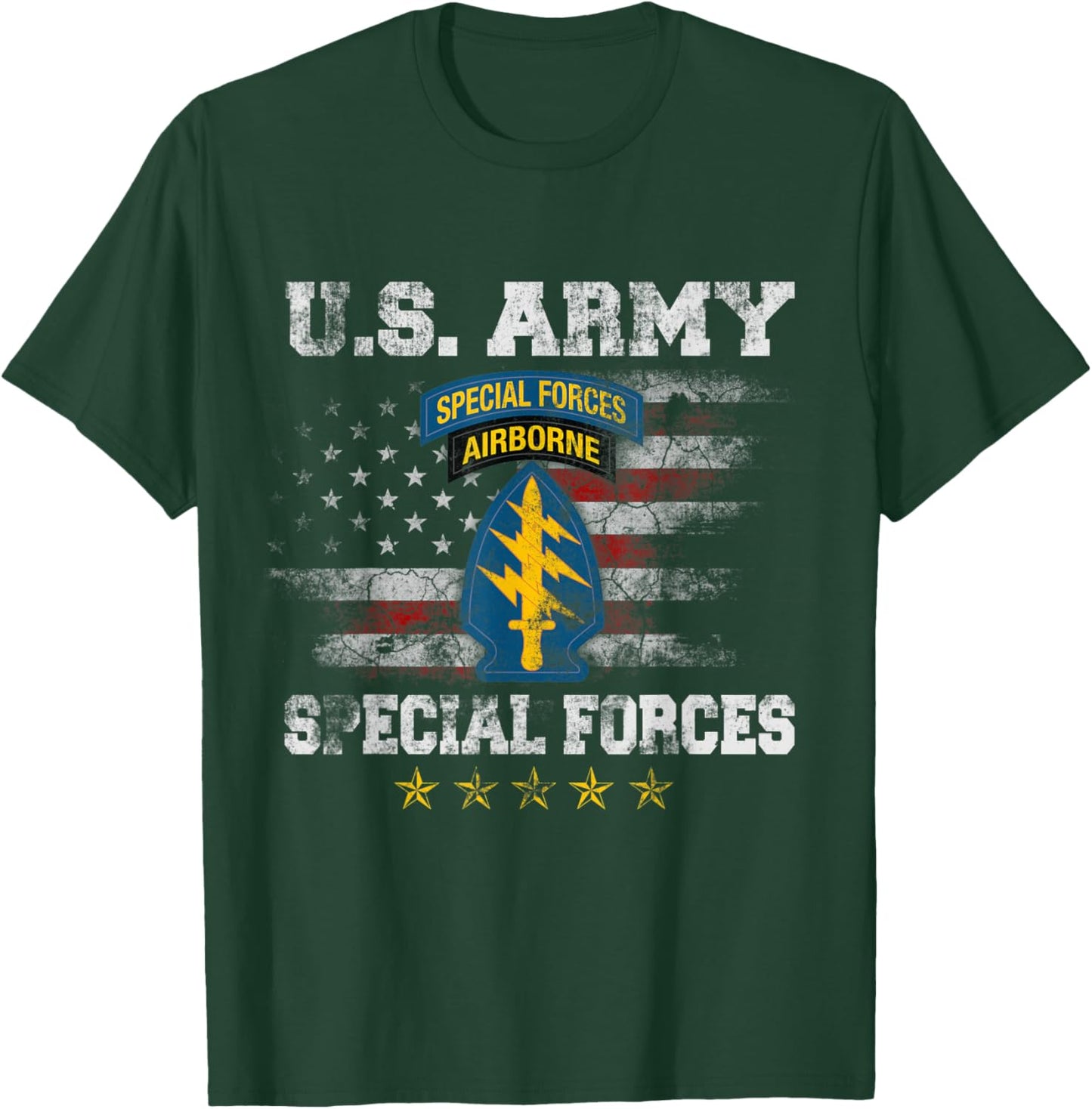 Special Forces Group Airborne Veteran Flag SFG 4th of July T-Shirt - T-Shirt | Forest