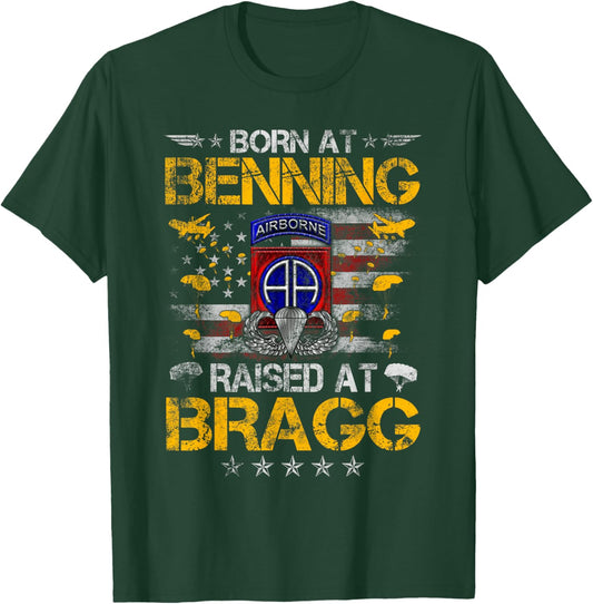 82nd Airborne Veteran Born At Ft Benning Raised Fort Bragg T-Shirt - T-Shirt | Forest