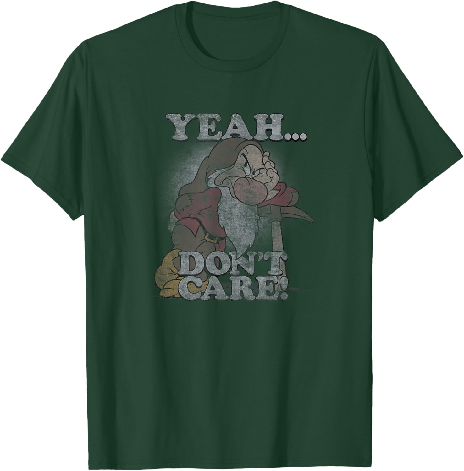 Disney Snow White Grumpy Leaning On Axe Yeah Don't Care T-Shirt - T-Shirt | Forest
