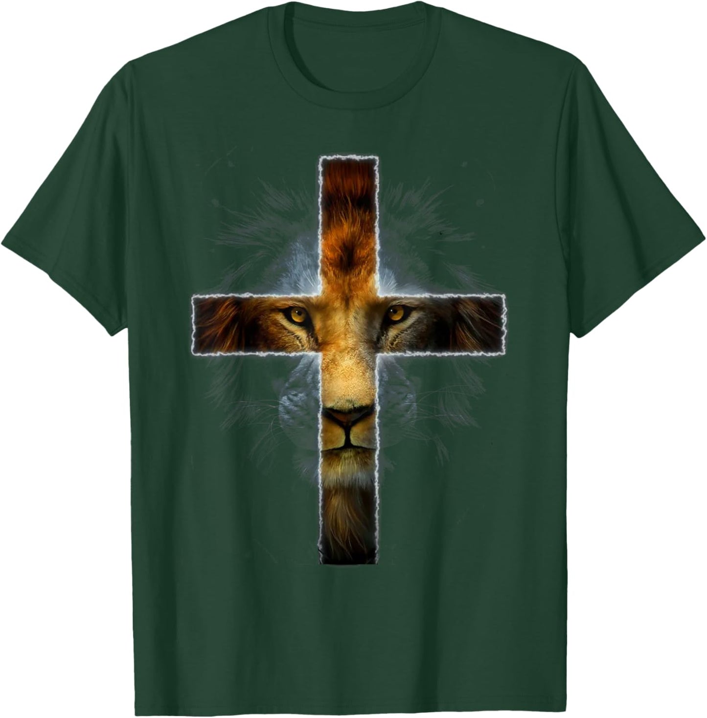 Christian Jesus Lion of Tribe Judah Cross Gift Women T-Shirt - T-Shirt | Forest