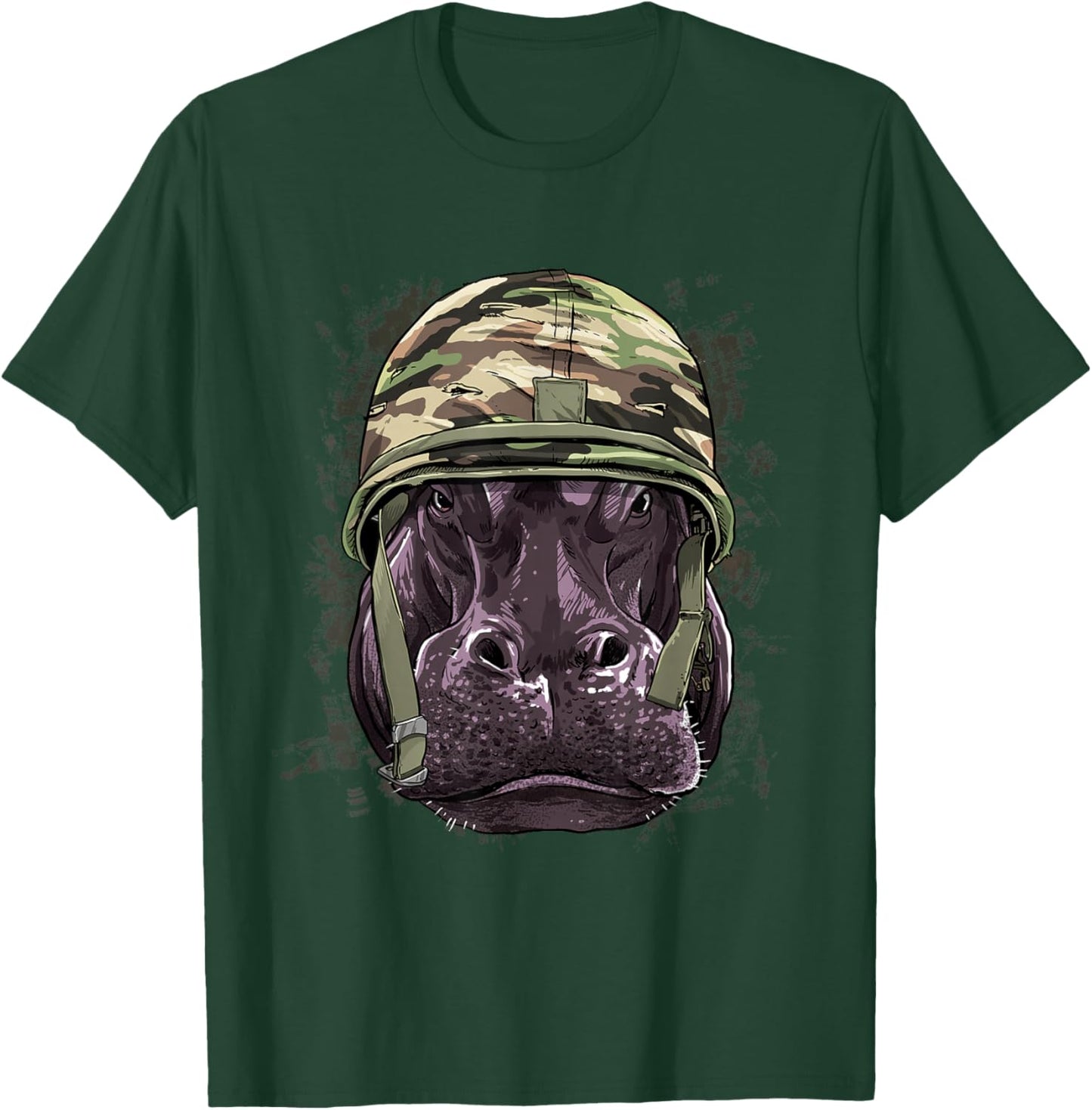 Hippopotamus Soldier Veteran Army Hippo Safari Animal Lover T-Shirt - T-Shirt | Forest