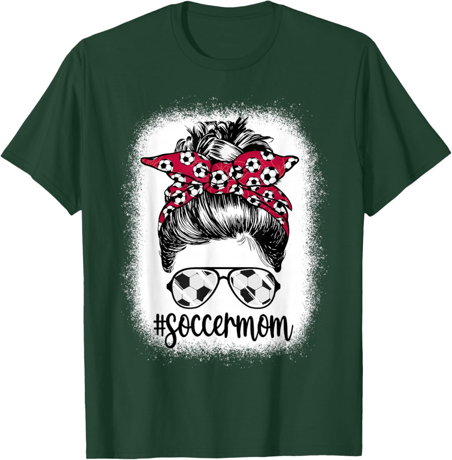 Women Mom Life Soccer Mom Mothers Day Messy Bun Women Funny T-Shirt - T-Shirt | Forest