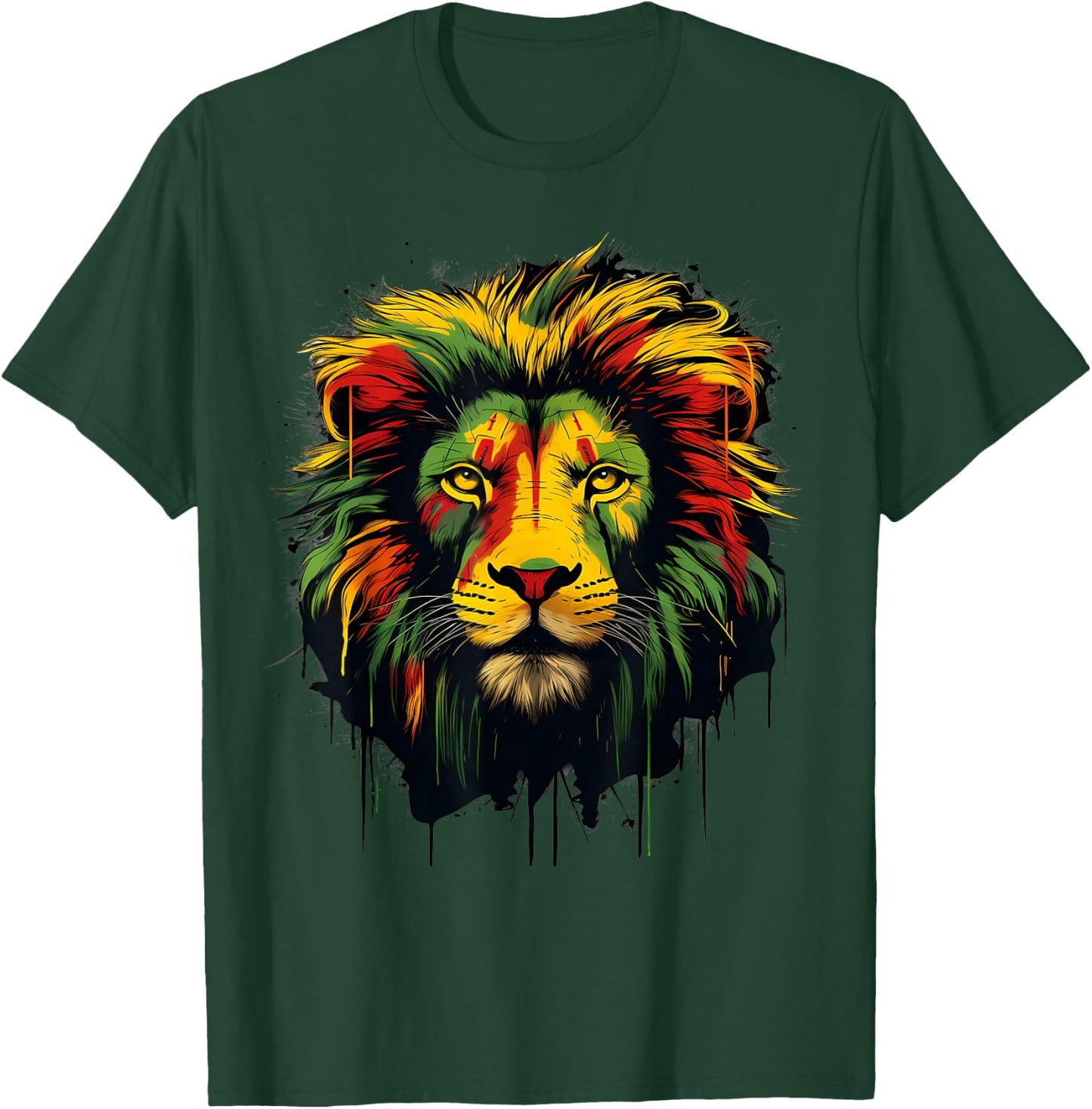 Rasta Reggae Lion Rastafarian Roots Lion Of Judah Jamaica T-Shirt - T-Shirt | Forest