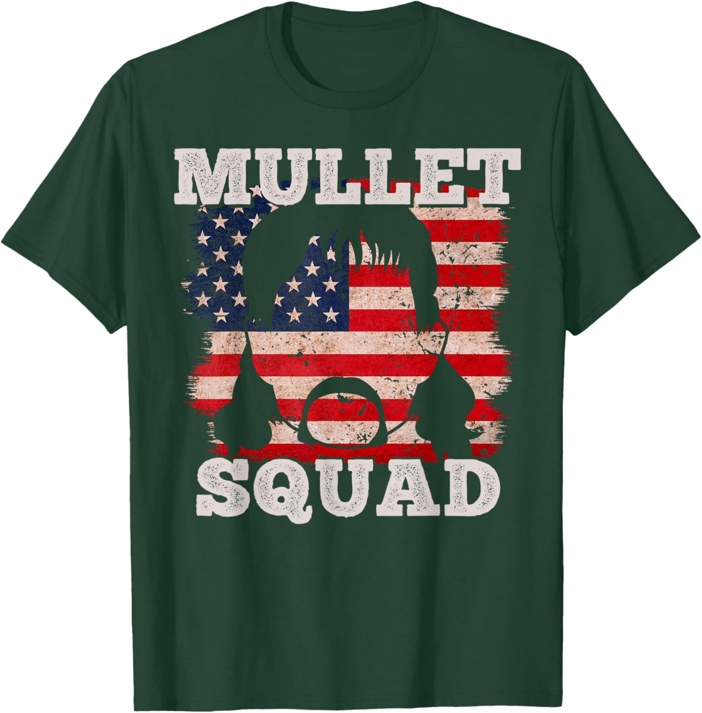 Mullet Shirts Mullet Squad USA Vintage American Flag T-Shirt - T-Shirt | Forest