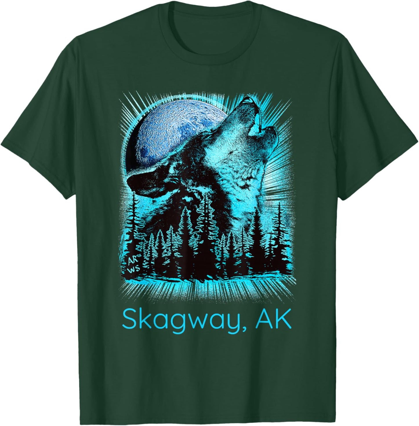 Skagway Alaska Howling Wolf Moon Forest Nature Lover T-Shirt - T-Shirt | Forest