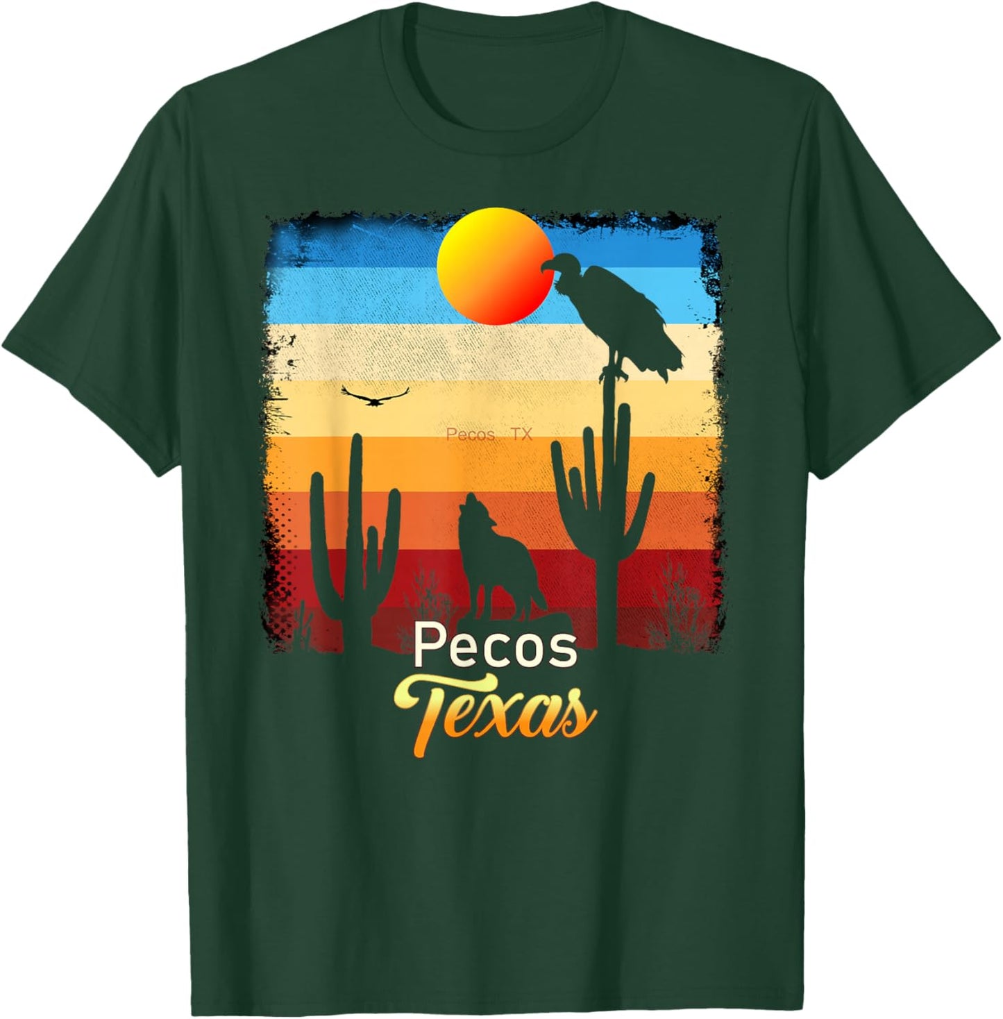 Pecos Texas Vintage Coyote Sunset Texan Desert T-Shirt - T-Shirt | Forest