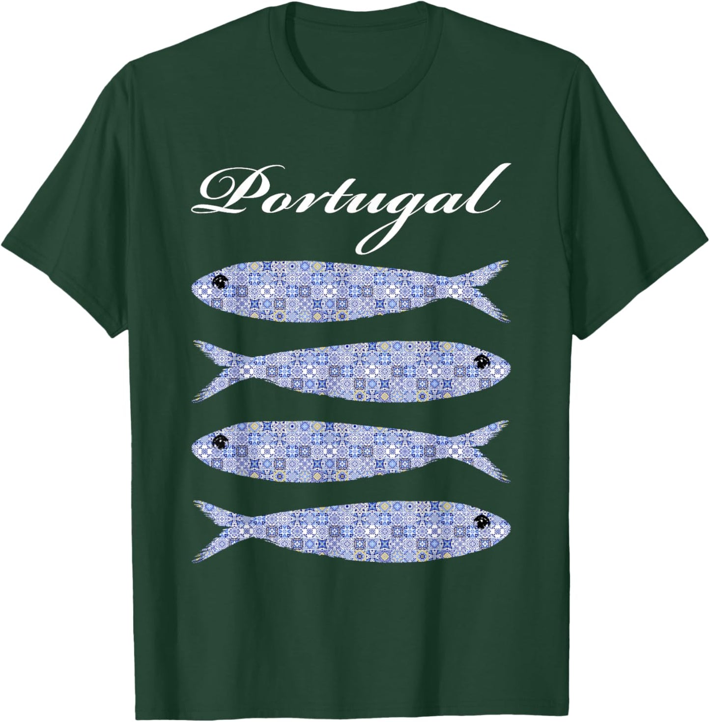Sardine and Portuguese Tiles | Cute I Love Portugal T-Shirt - T-Shirt | Forest