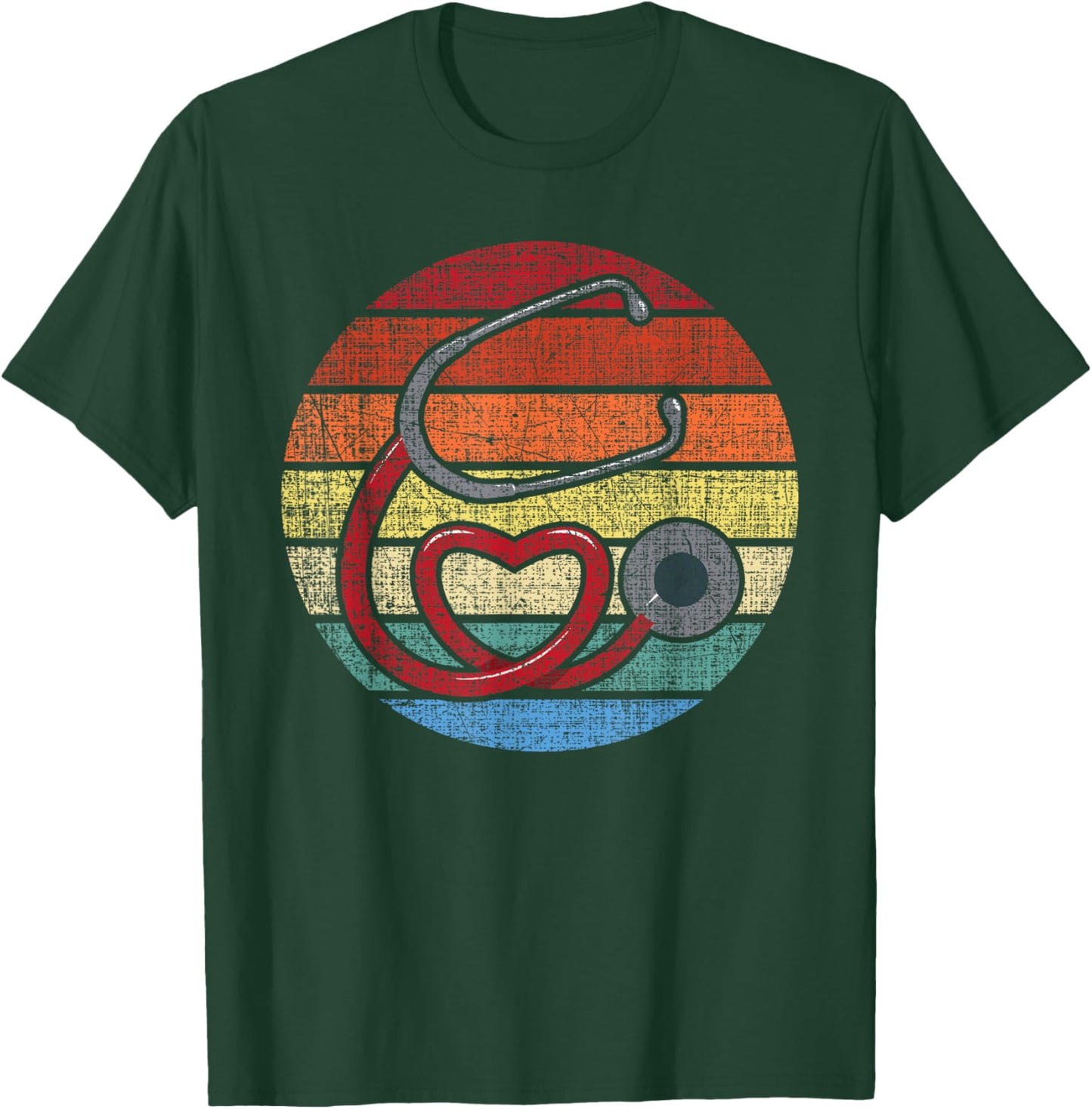 Funny Nursing Shirts Vintage Retro Stethoscope - Registered Nurse Nursing RN T-Shirt - T-Shirt | Forest