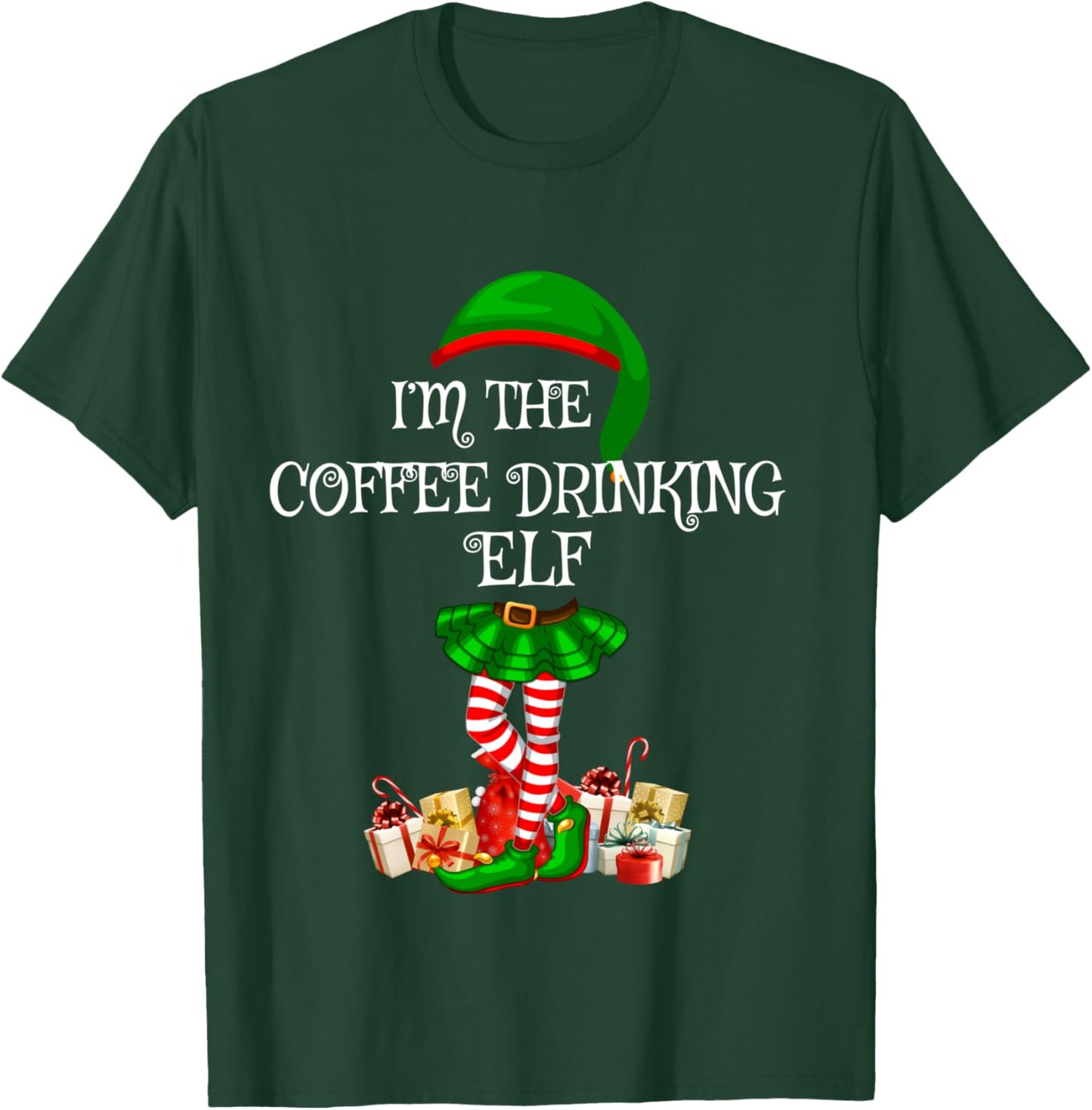 Matching Family Group I'm The Coffee Drinking Elf Christmas T-Shirt - T-Shirt | Forest